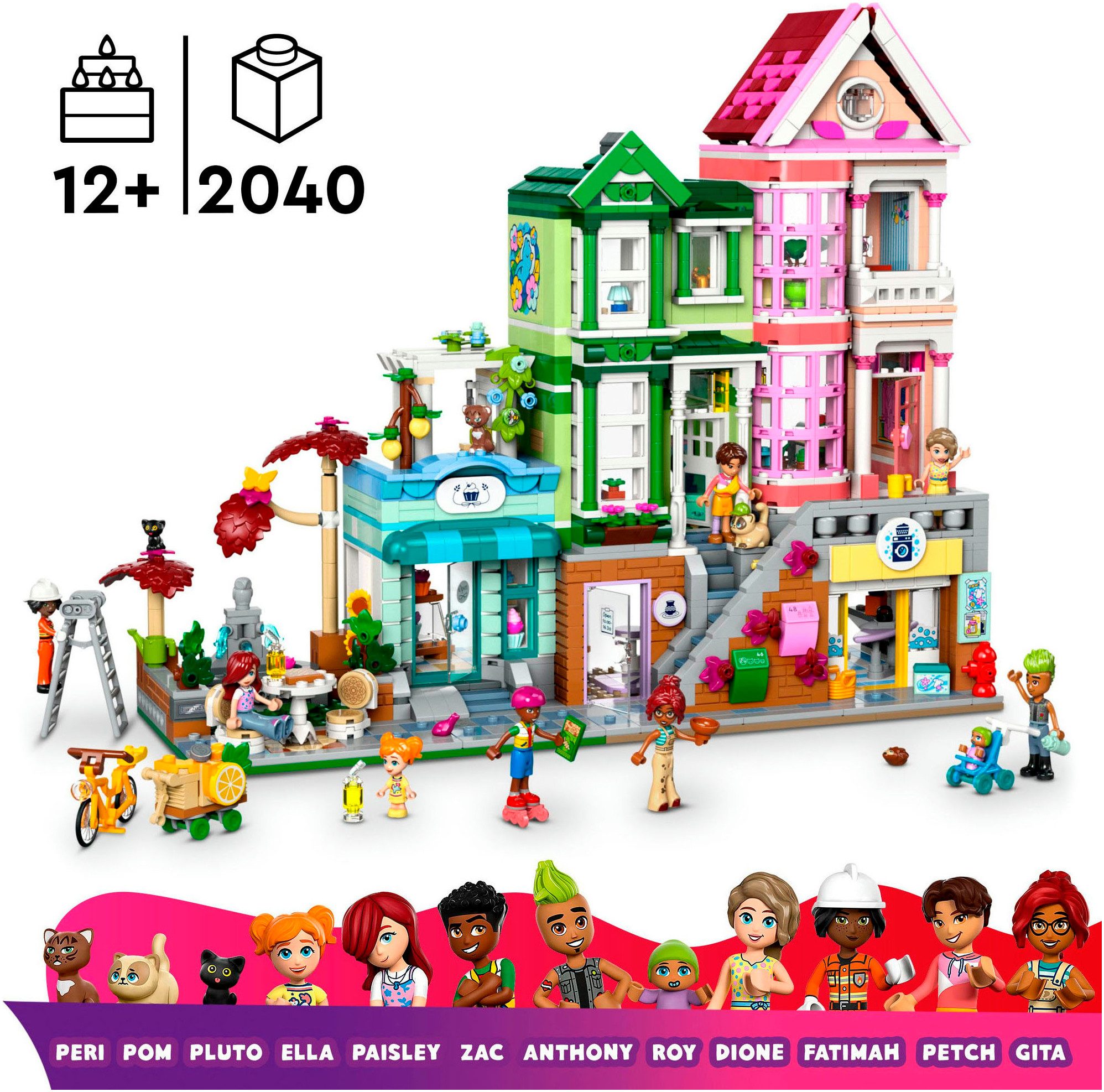 LEGO® Heartlake City Wohn- und Einkaufsstraße (42670), LEGO Friends Konstruktionsspielsteine, (2040 St), Made in Europe