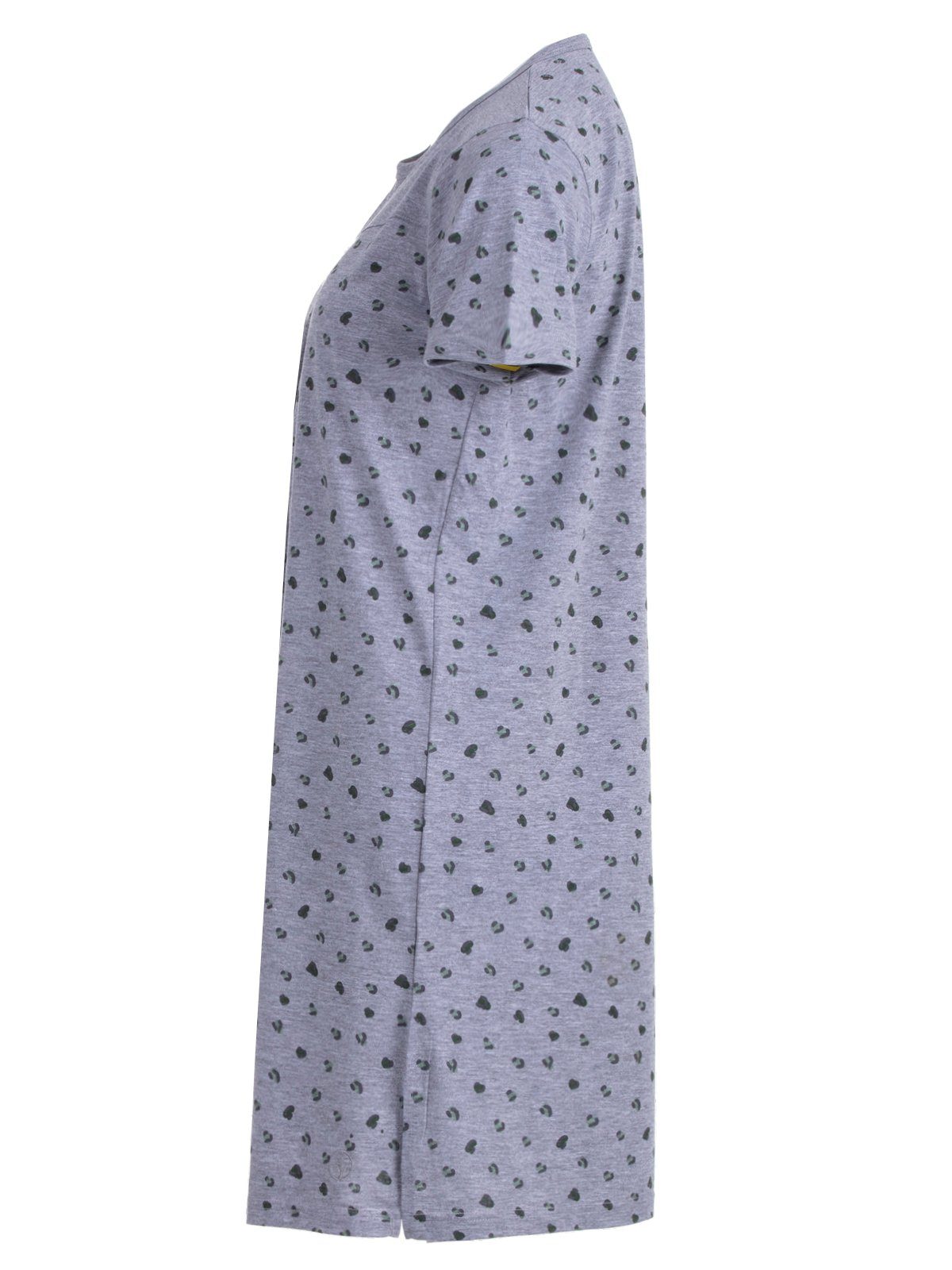 Herzleo Nachthemd - Nachthemd Kellerfalte Kurzarm zeitlos grau