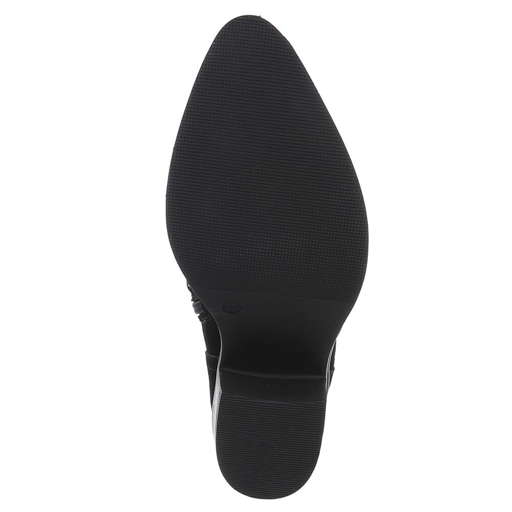 Ital-Design Damen Western Cowboyboots aus hochwertigem Wildleder Westernstiefelette (88489393) Blockabsatz Stiefeletten in Schwarz