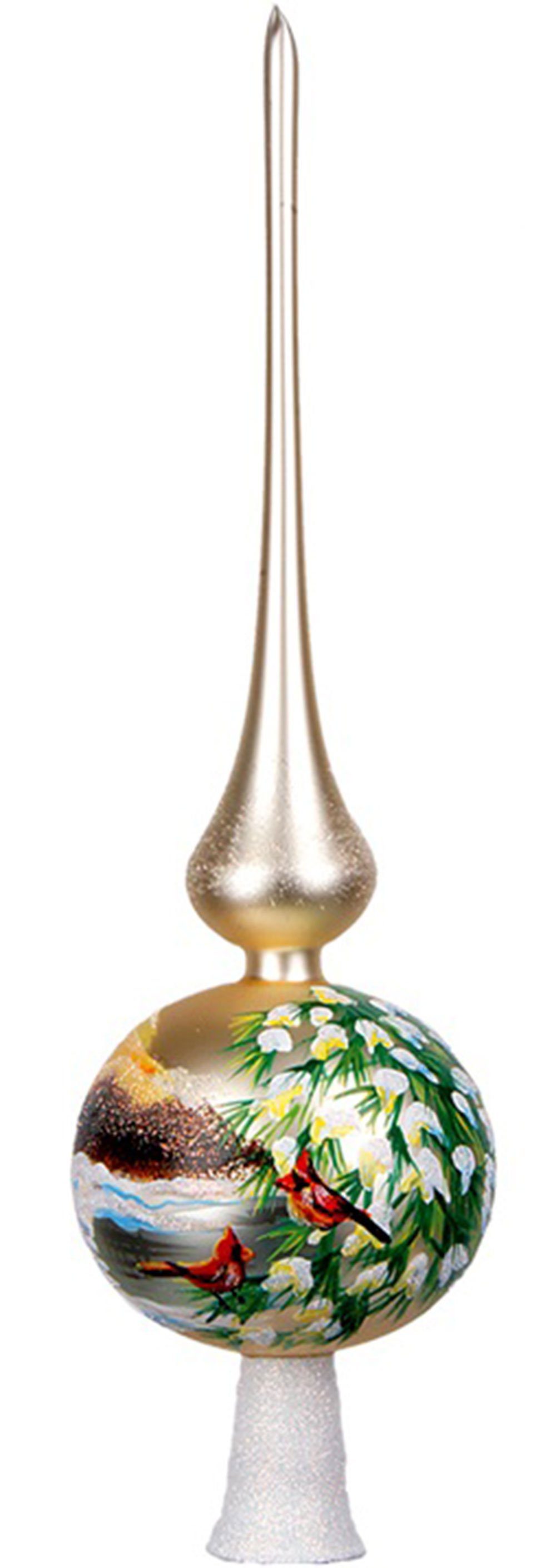 IMPULS Christbaumspitze, Christbaumspitze Glas mit Winterlandschaft Motiv 35cm champagner