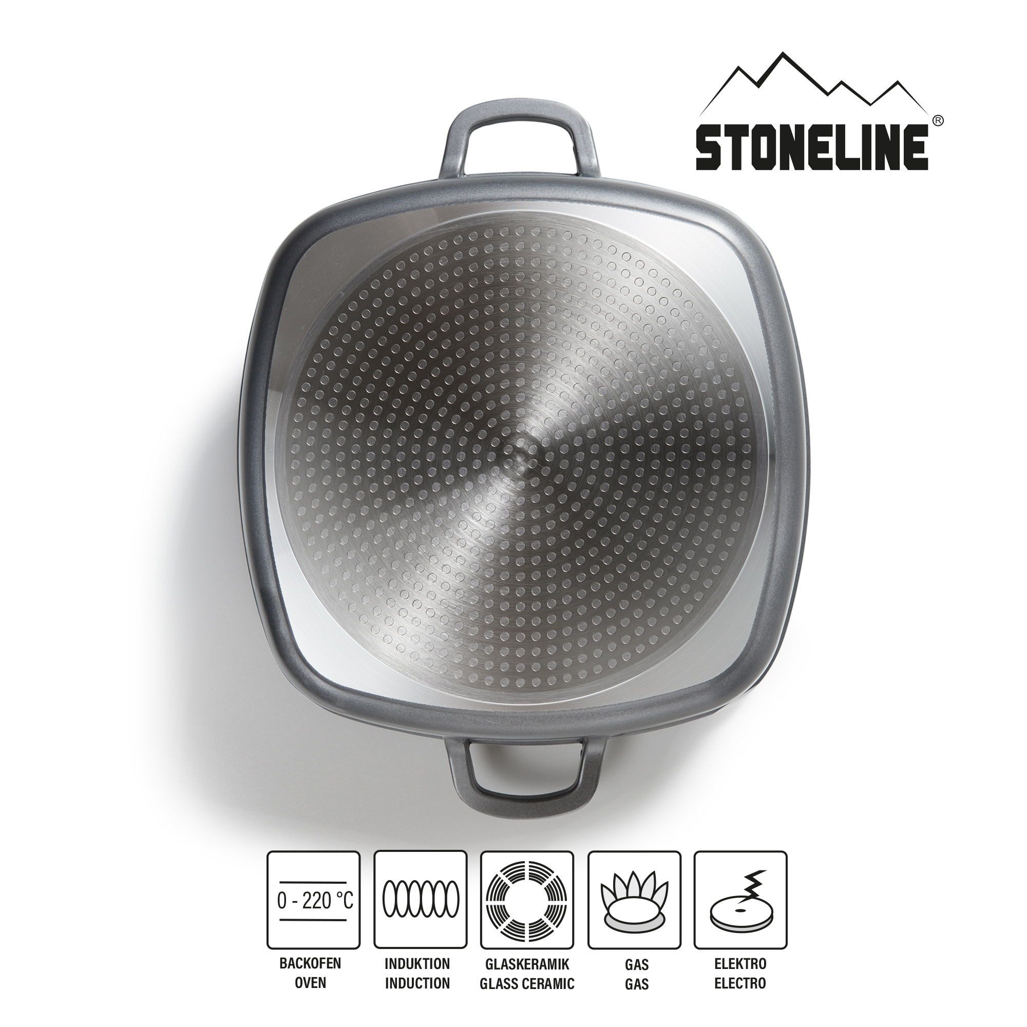 STONELINE Servierpfanne, Aluminium (2-tlg), mit echten Steinpartikeln, induktionsgeeignet, Designed in Germany