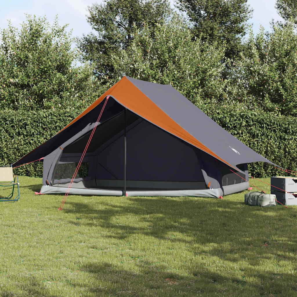 vidaXL Tunnelzelt Familienzelt mit Dach Grau und Orange 315 x 286 x 200 cm, (1 tlg)