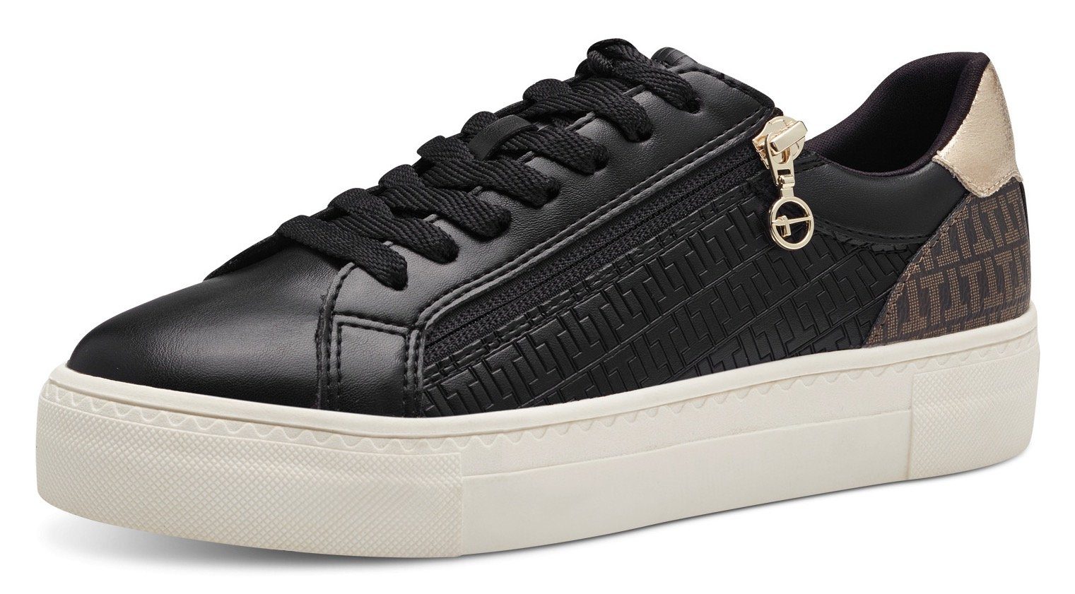 Tamaris Plateausneaker, Freizeitschuh, Halbschuh, Schnürer mit Besätzen und Glitzerdetails