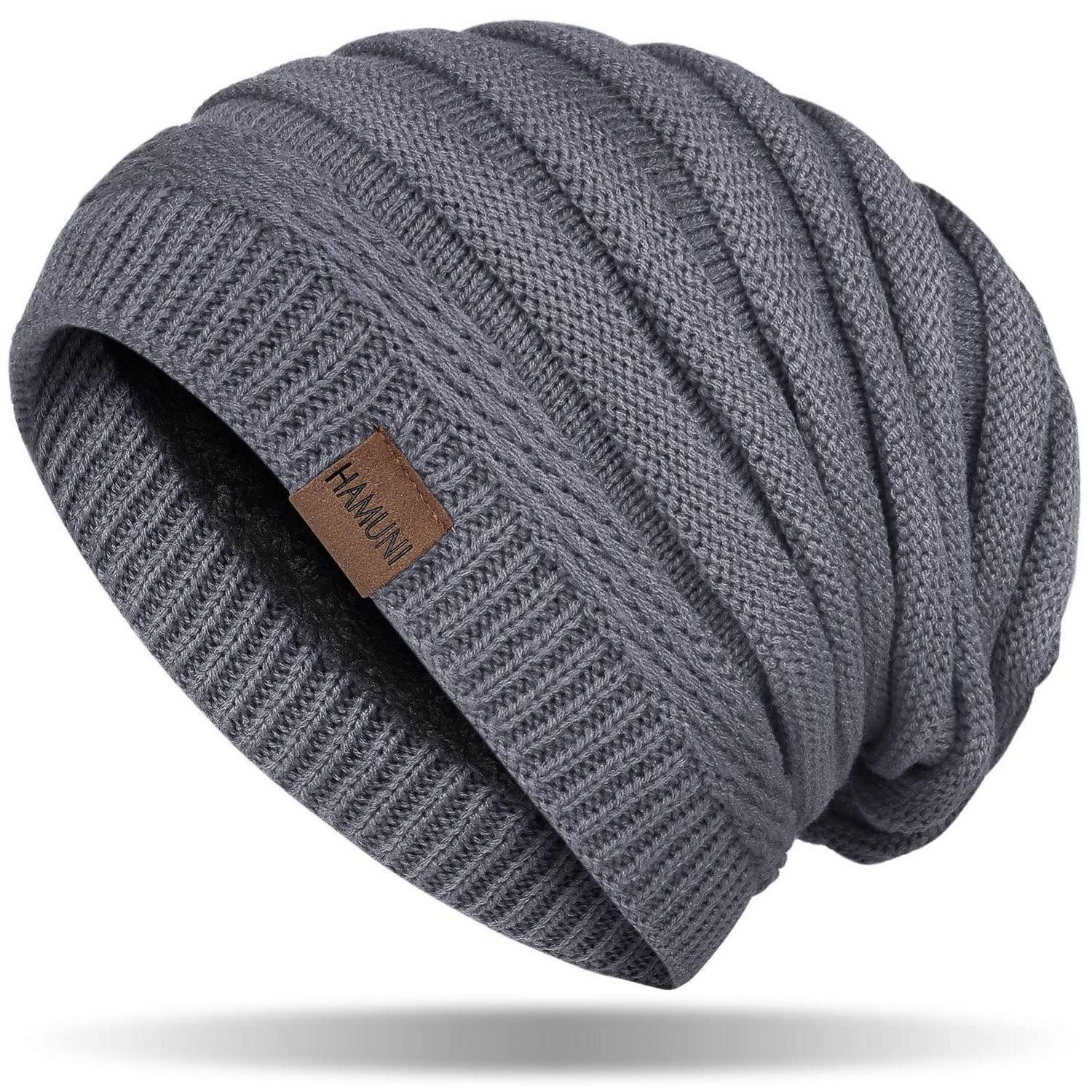 Strickmütze Mütze Beanie Strickmütze atmungsaktiv Fleece Unisex Grau