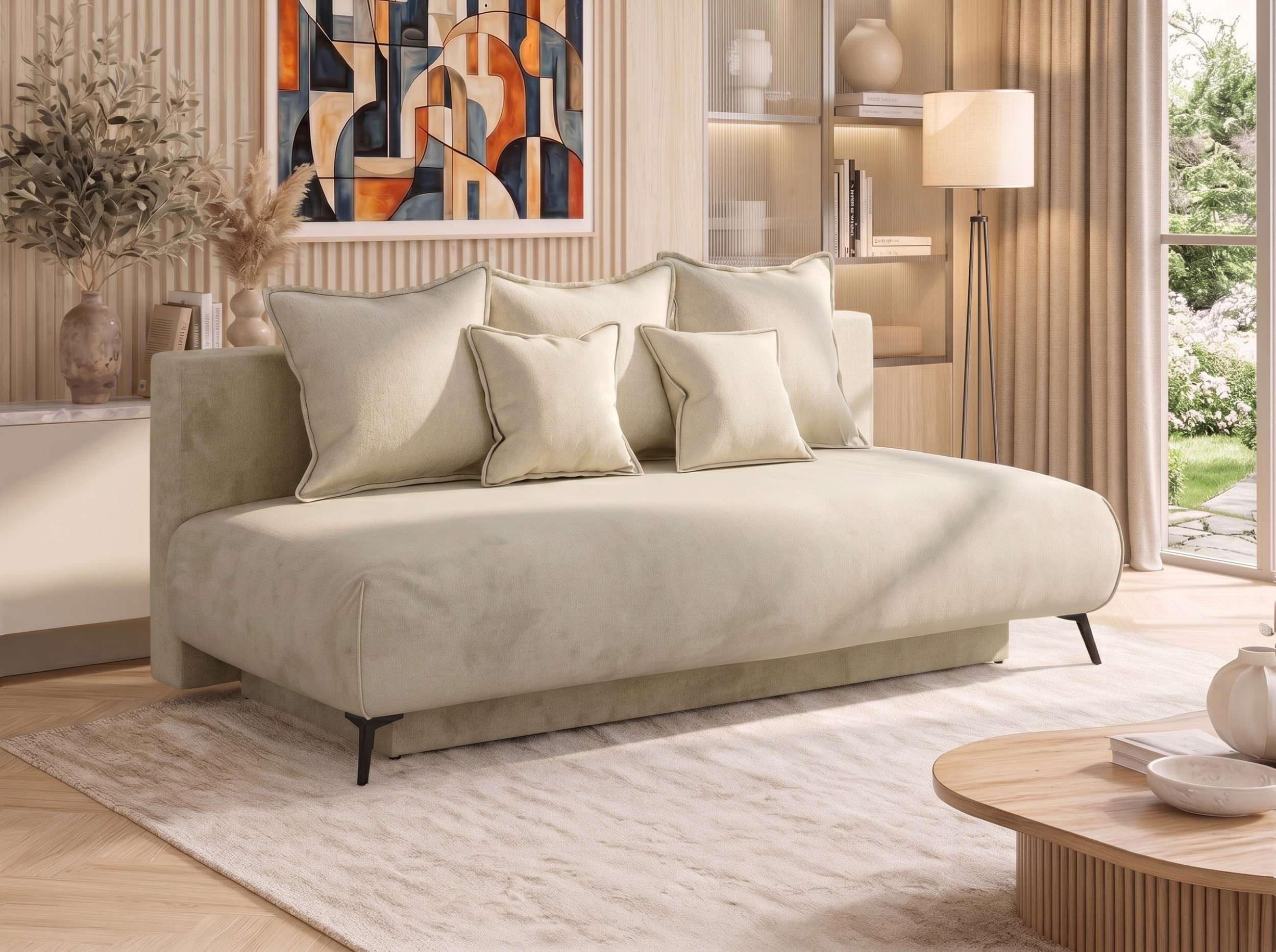 MKS MÖBEL Schlafsofa VIRENO, Set, mit Federkern, DL-Schlaffunktion, 3-Sitzer Sofa, Bettkasten