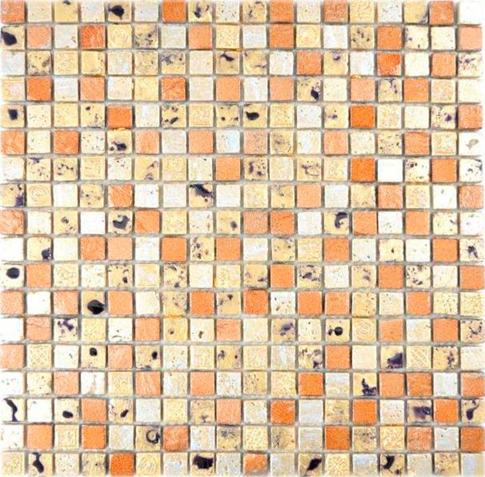 Mosani Mosaikfliesen Mosaikfliese Kunststein Resin gold gelbgold bronze orange