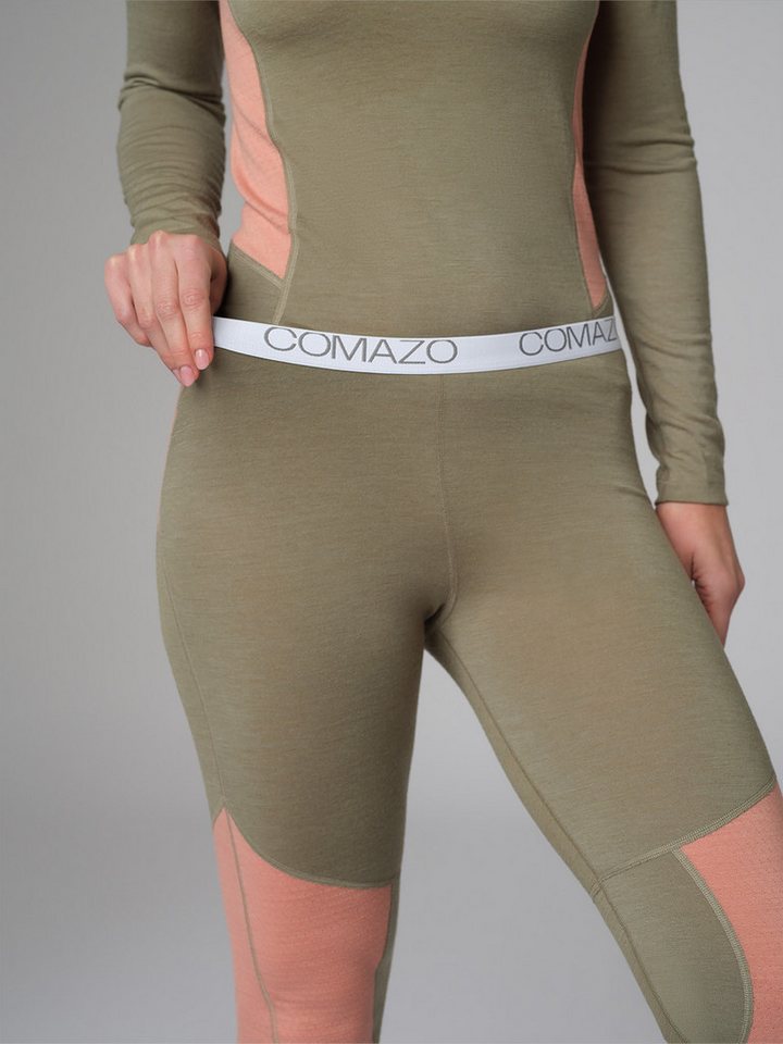 comazo Lange Unterhose aus Merinowolle mit Logoschriftzug am Wäschebund