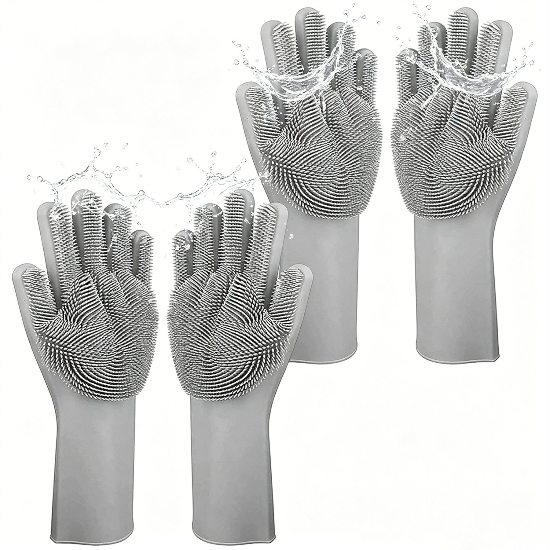 Mutig Putzhandschuh 2 stk Silikon-Scheuerhandschuhe, Haustier Grooming Handschuhe (Hitzebeständiger Silikon-Reinigungshandschuh, mit Aufhängedesign, Wiederverwendbare Reinigungshandschuhe, umweltfreundlich & BPA-frei) mit Schrubbe zum Geschirrspülen, Badezimmer, Küche &  Haustierpflege