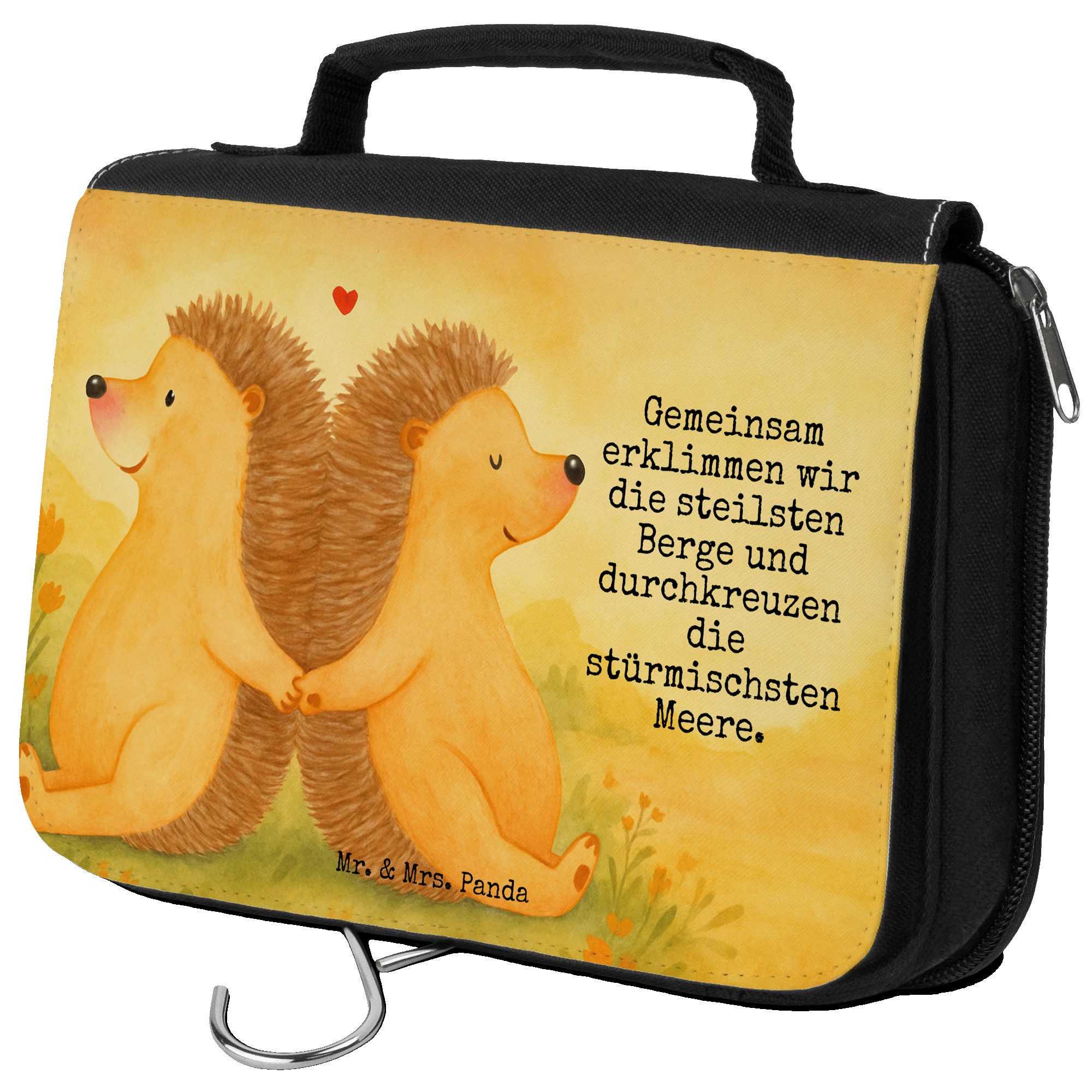 Kulturbeutel Igel händchenhaltend Design, Kulturbeutel, Weiß, Kosmetiktasche, Lieb