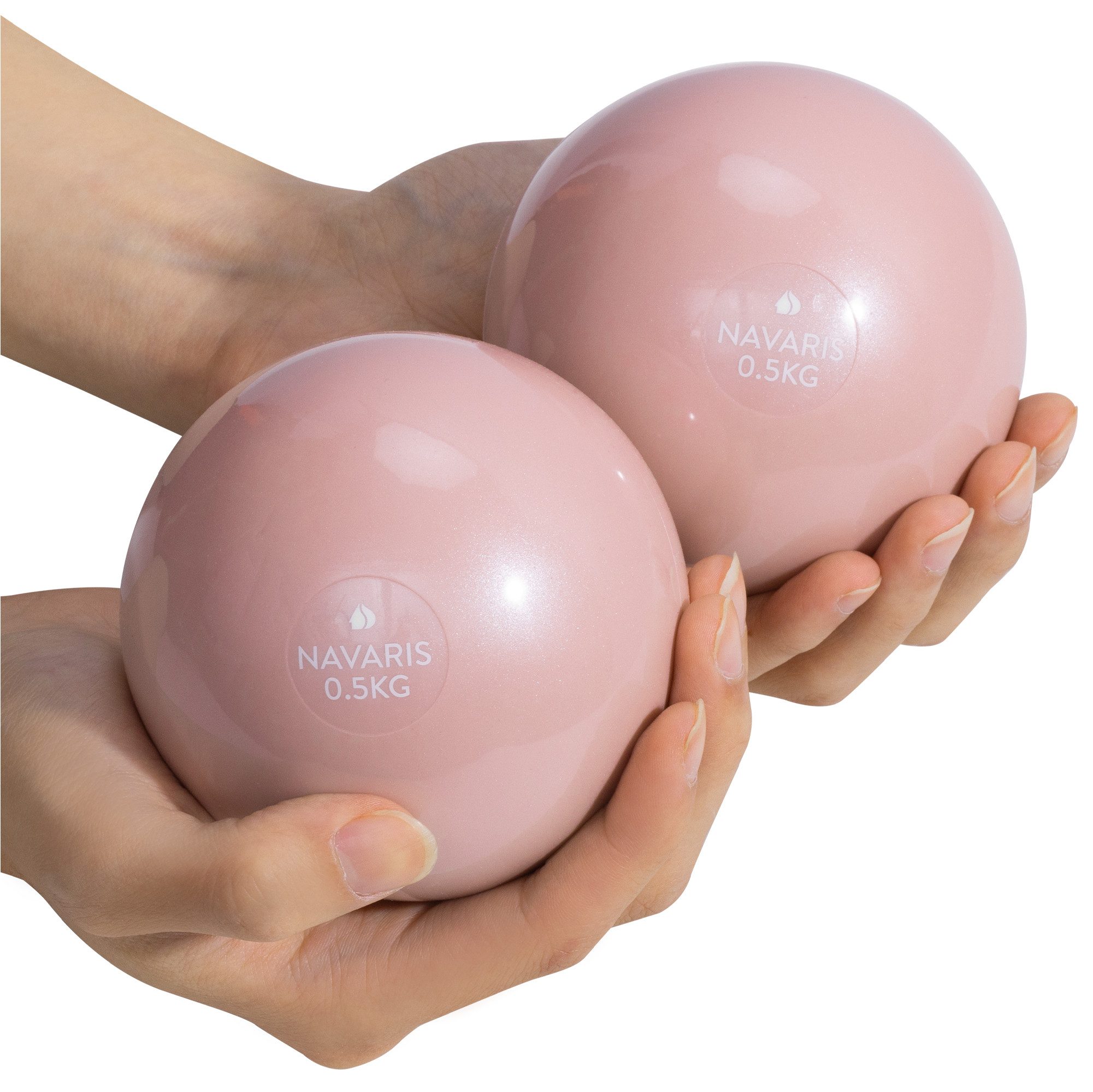 Navaris Beckenbodentrainer 2x Gymnastikball klein für Pilates 0,5kg Pilates Ball Medizinball Set, 1-tlg., Pilatesball Fitnessball klein mit 0,5kg Gewicht - Gymnastik Ball Set
