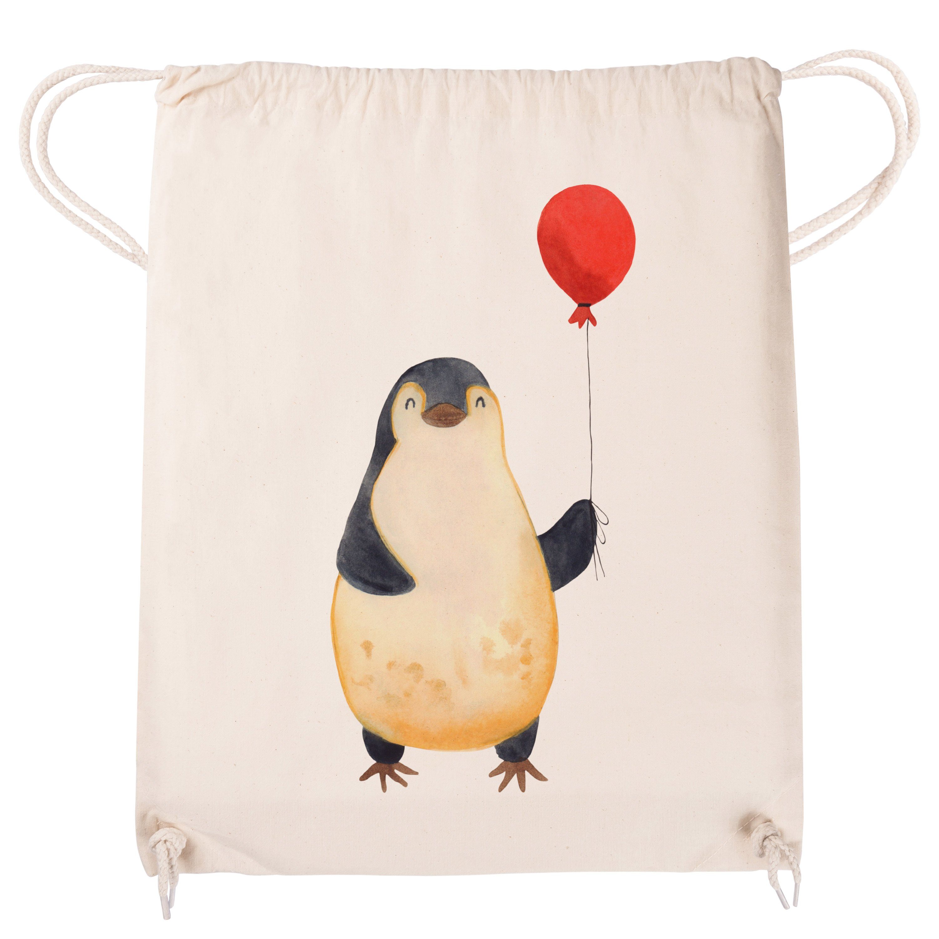 Mr. & Mrs. Panda - Sporttasche (1-tlg) Lebenslust, Pinguin - Luftballon Transparent Stoffbeutel, Geschenk