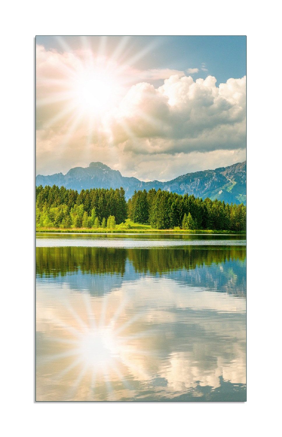 Wallario Herd-Abdeckplatte Bergsee mit Spiegelung, ESG-Sicherheitsglas, (Glasplatte, 1 tlg., inkl. 5mm Noppen), verschiedene Größen