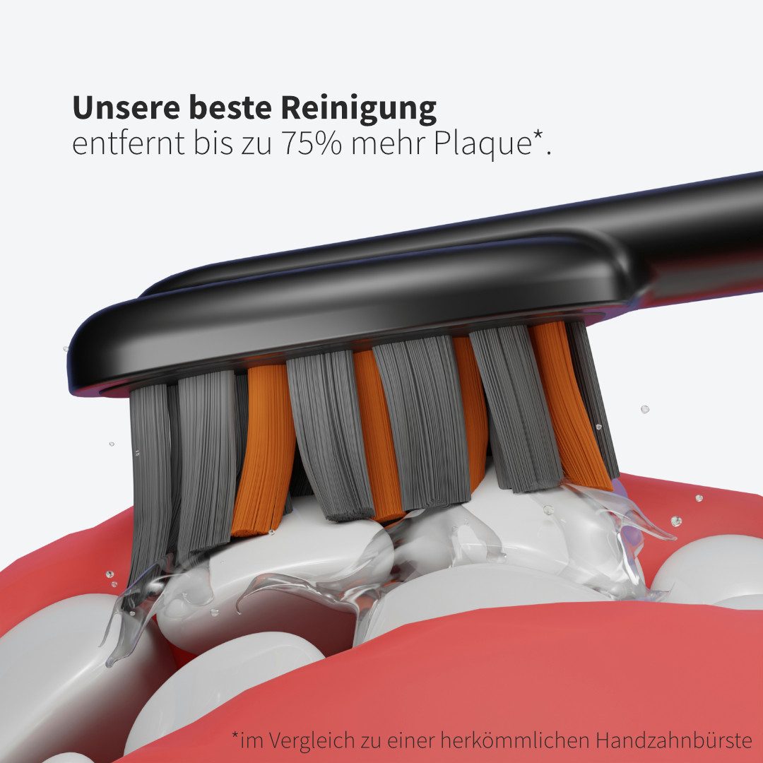 Zahnheld Aufsteckbürsten Ersatzbürsten Pro X-Clean für Schallzahnbürste Gero, im 3er, 6er oder 9er Set, Zahnpflege Set, Wechselköpfe, sanfte Reinigung, plastikfrei verpackt, 3 Stück, schwarz
