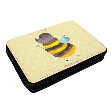 Mr. & Mrs. Panda Federmäppchen Hummel flauschig - Gelb Pastell - Geschenk, Biene, Tiermotive, Gute L, (1-tlg), Must-have Accessoire