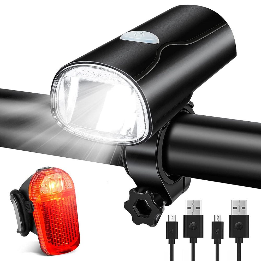TUWENA Fahrradbeleuchtung LED Fahrradlicht Set, STVZO Zugelassen Fahrradbeleuchtung Fahrradlampe, USB-Aufladung Fahrrad Licht Bike Light mit Frontlichter und Rücklicht