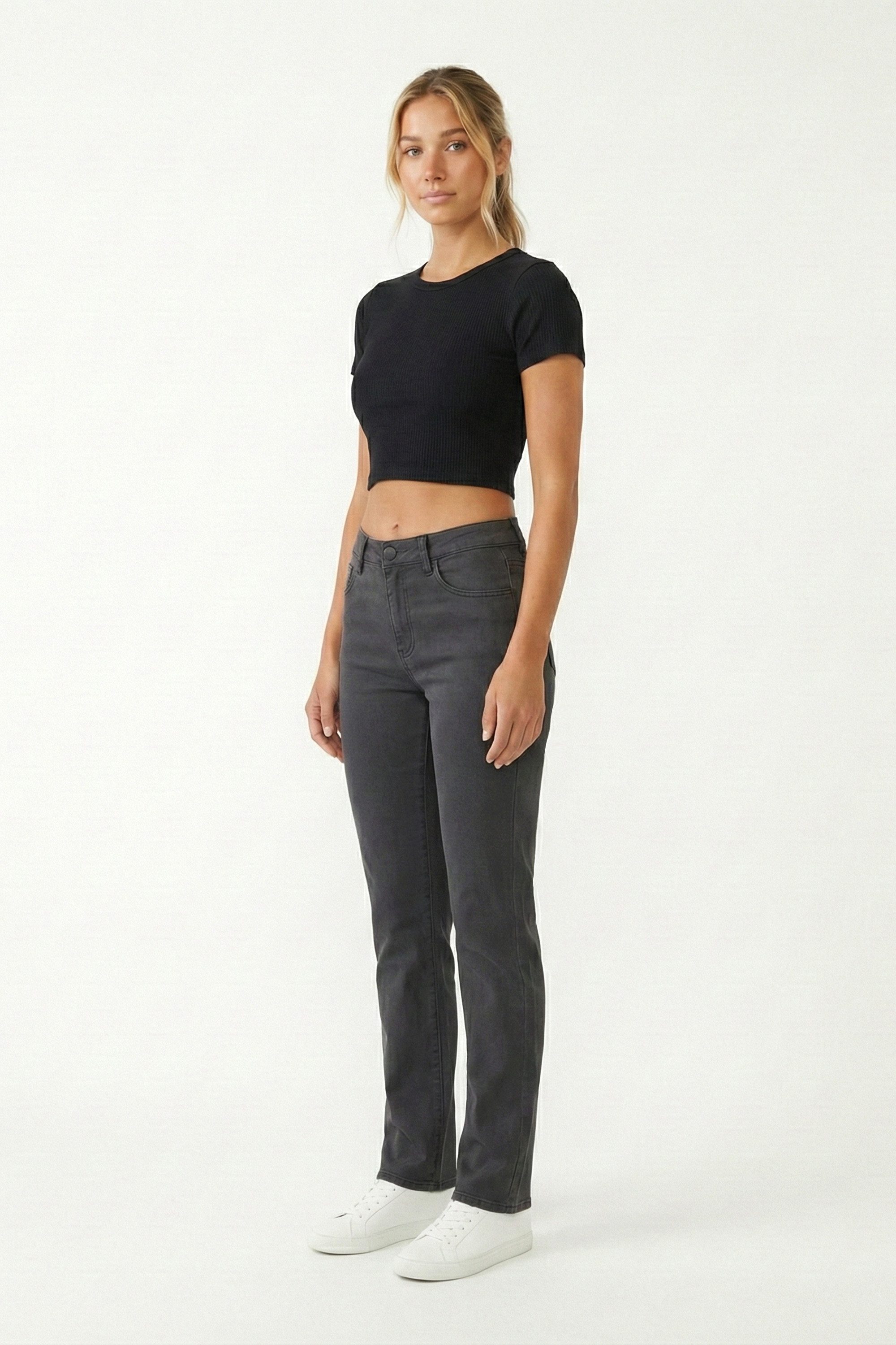 ESRA Stoffhose Stretch Hose Damen Regular Stoff-Hose Damen Elegant Hose elastisch High Waist Damen Hose Elegant Business Hose Stoffhose Straight Hose