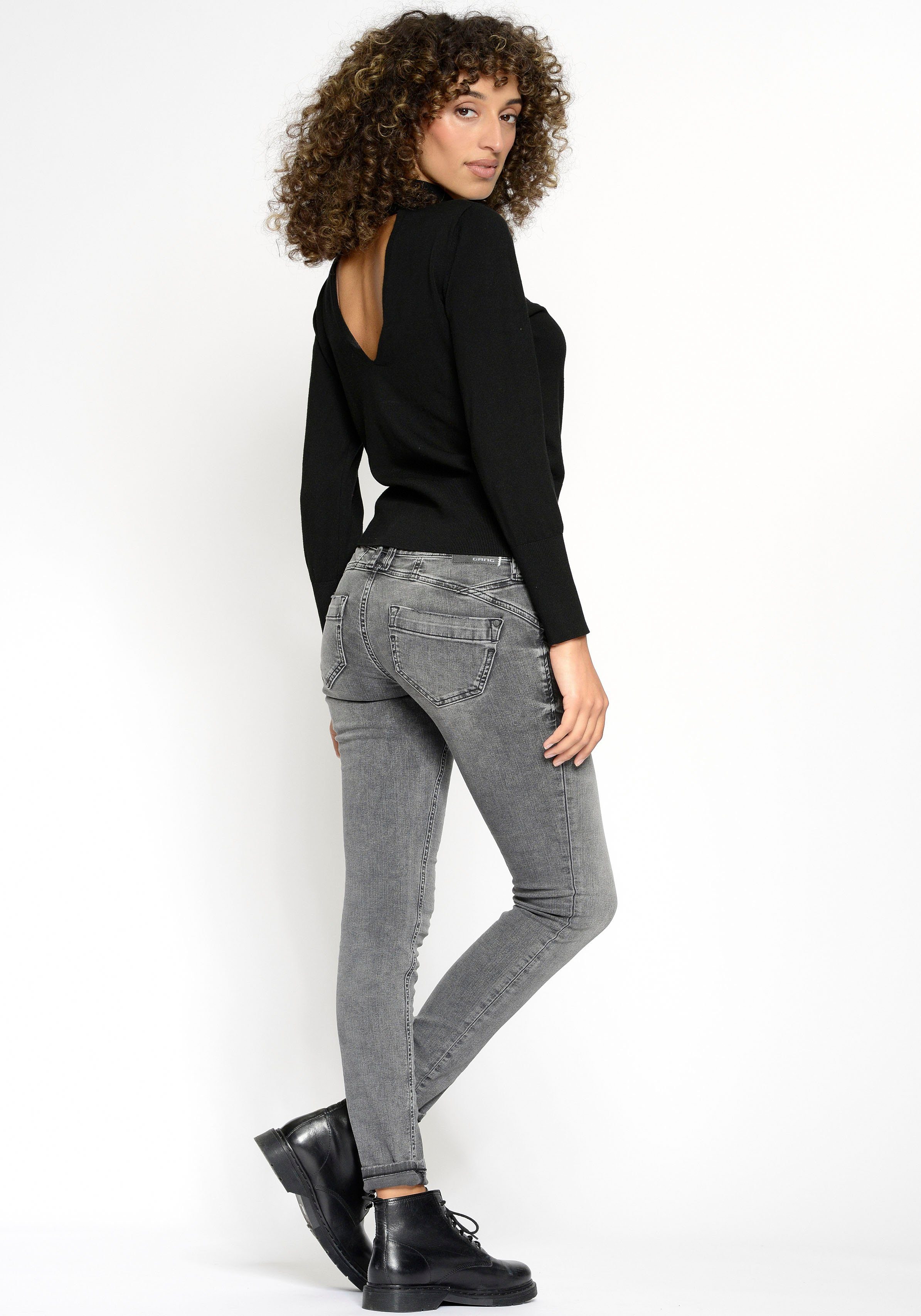 in authenischer black 94Nena Used-Waschung abrasion Skinny-fit-Jeans GANG