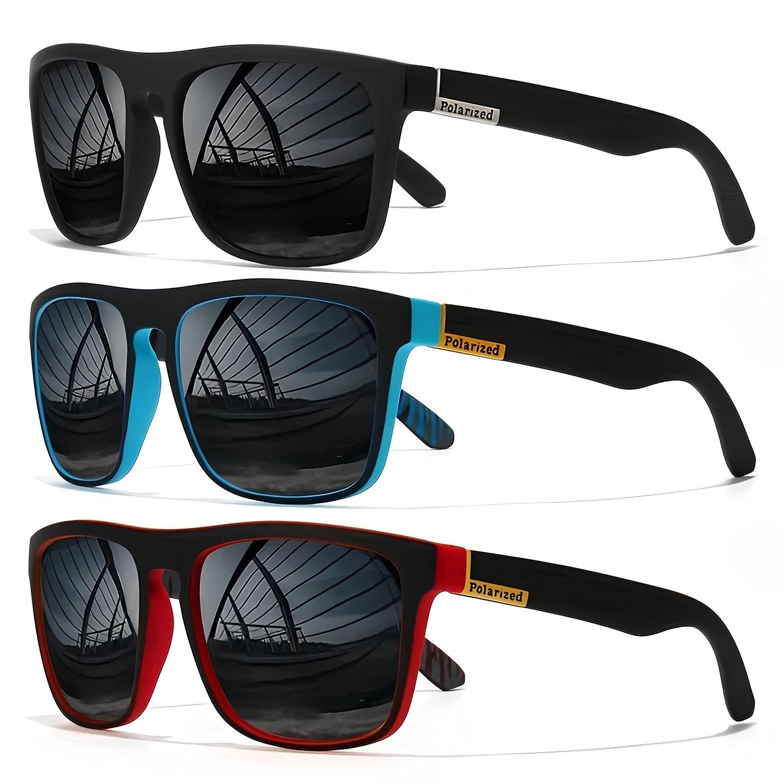 Athlix Sonnenbrille Sonnenbrille 3er Set Sonnenbrille Herren Damen Polarisiert UV-Schutz Outdoor 3 Stück, 100 % UV400 Schutz, CAT 3 Glas, Nur 28 Gramm