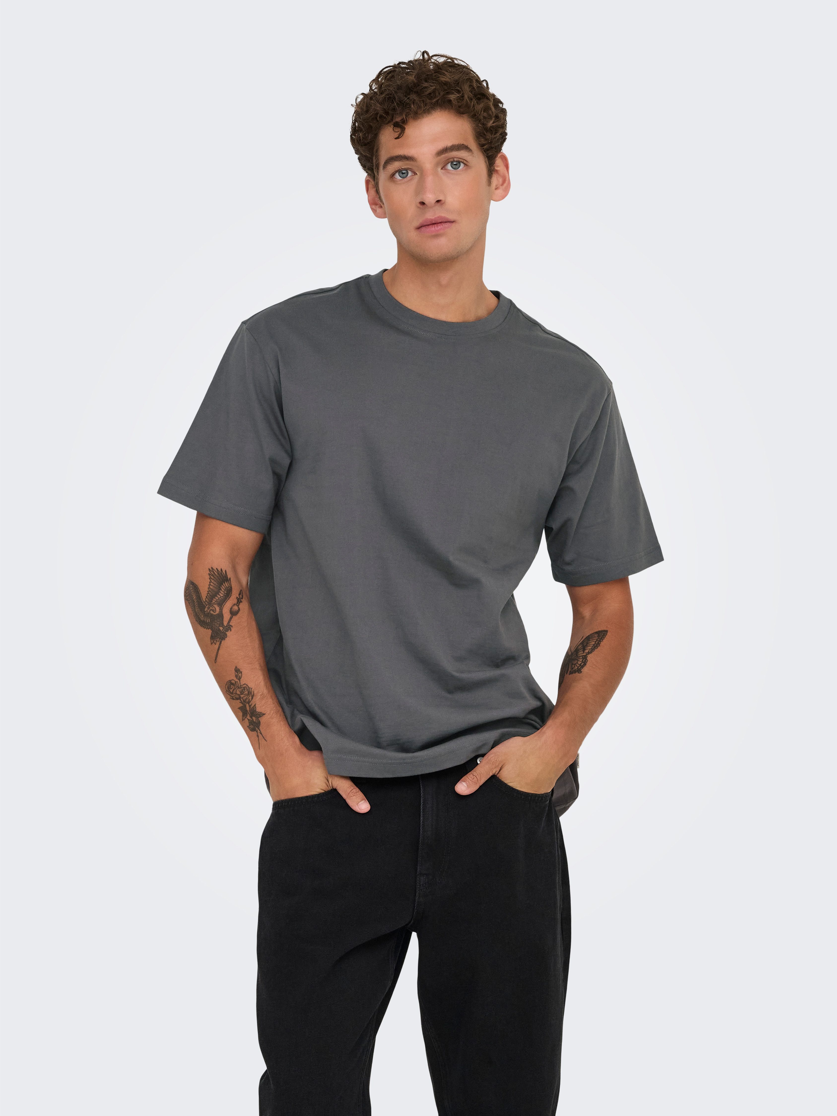 ONLY & SONS Rundhalsshirt ONSFRED RLX SS TEE Baumwolle, relaxed fit