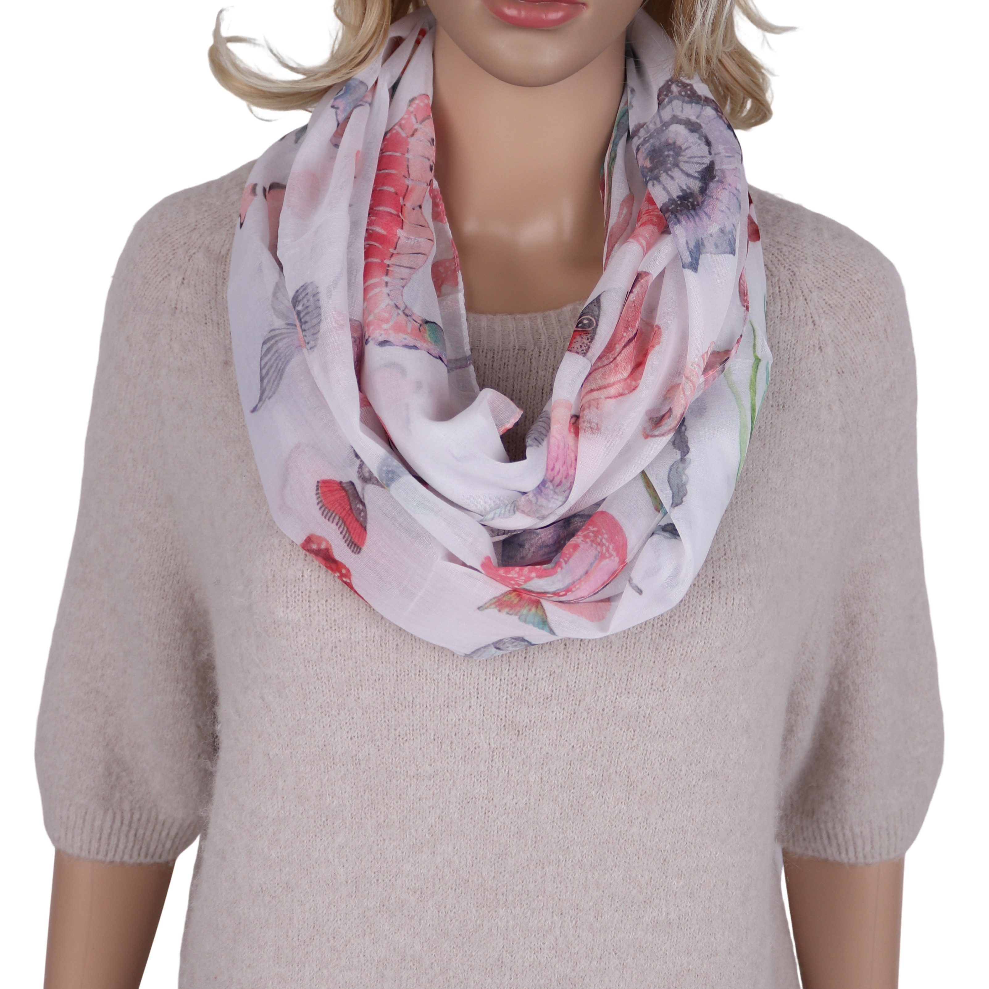 MIRROSI Loop Damen Schal mit Tollem Muster Weich aus 100% Viskose, (ca.160x48cm, zweimal um den Hals wickelbar), Damen Halstuch Stola ideal für Frühling,Sommer, Herbst