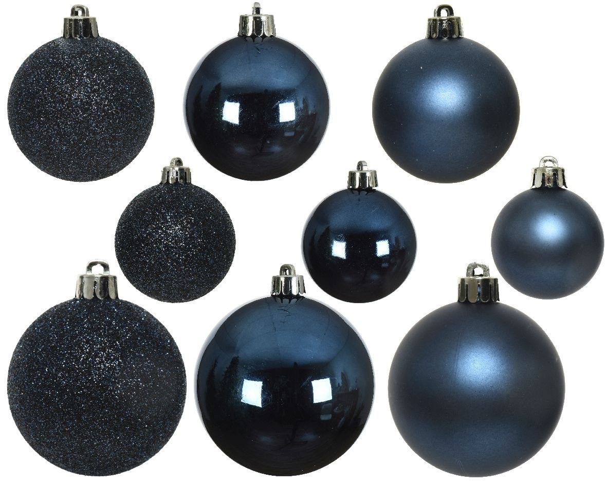decorations Weihnachtskugeln 4-6cm Mix Kunststoff nachtblau, Set season 30er Christbaumschmuck, Decoris