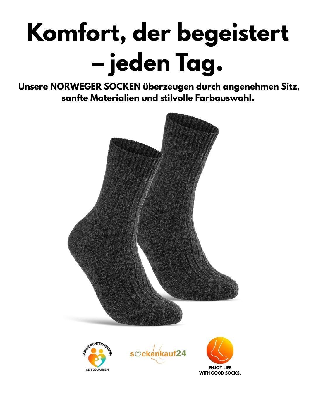 sockenkauf24 Norwegersocken Wintersocken warme Wollsocken Damen & Herren (Anthrazit, 6-Paar, 47-50) gepolsterte Frotteesohle - 20100