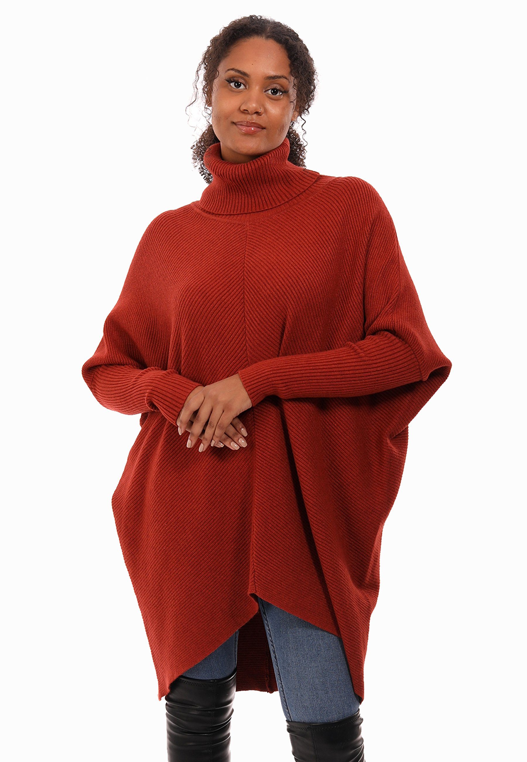 Longpullover „Made in Italy – Oversize-Strickpullover mit Rollkragen“