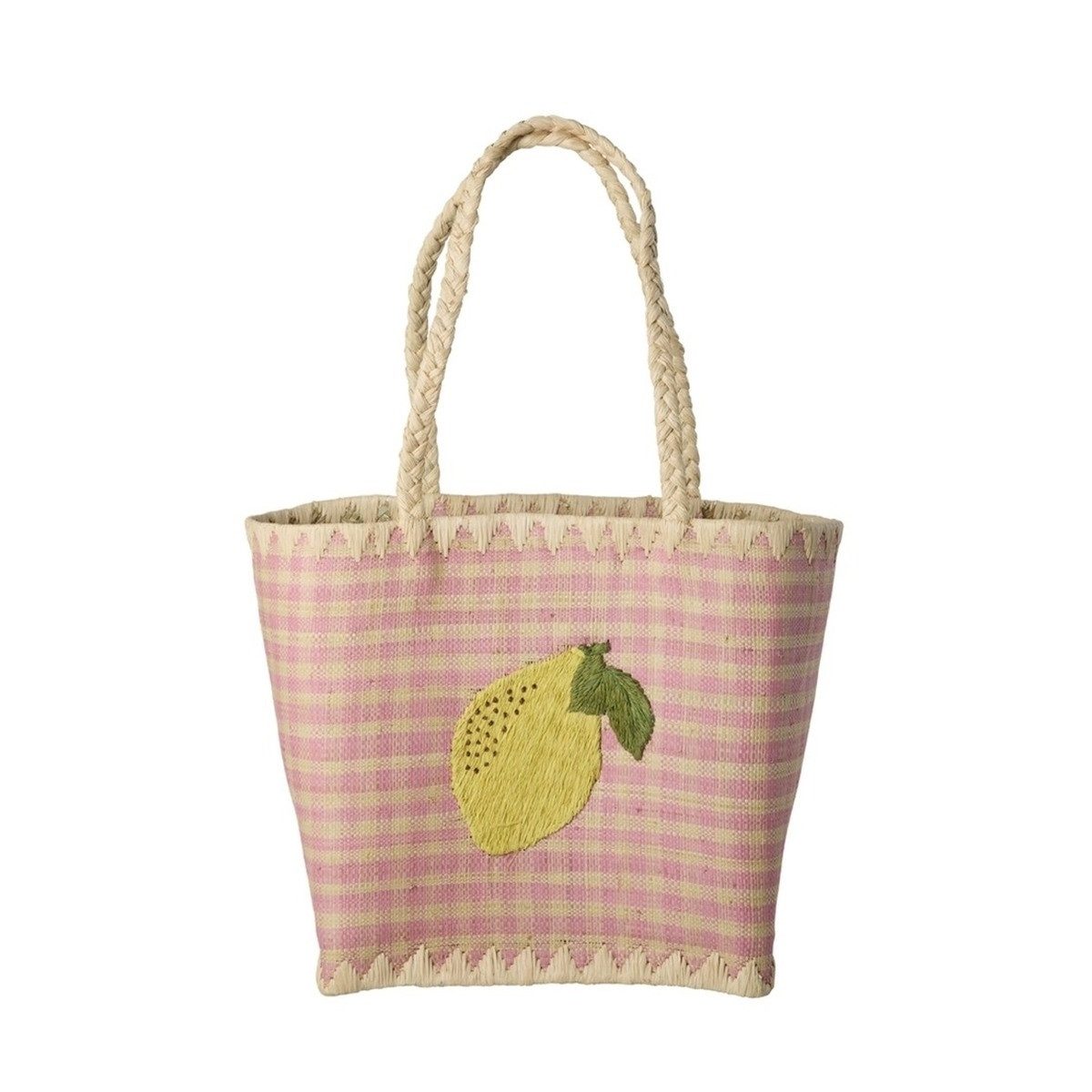 rice Shopper Raffia Shopper Zitrone Tasche, handgefertigt, mit Innentasche