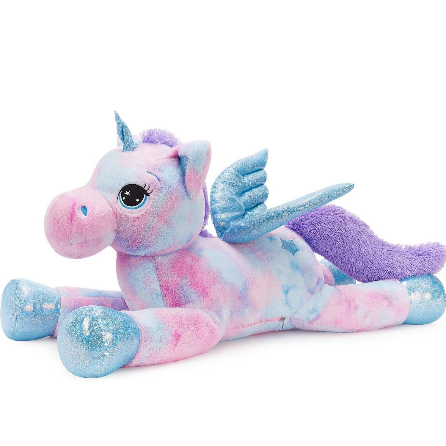 LuxusKollektion Kuscheltier Plüschtier Einhorn XXL 110cm Flügel Kinder Mädchen Lilac Bunt-lilac