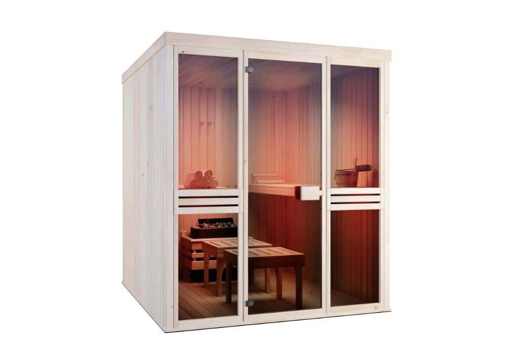 FinnTherm Sauna Innensauna Karina, BxTxH: 175 x 194 x 199 cm, 72 mm, in Naturbelassen Inkl. Fußboden