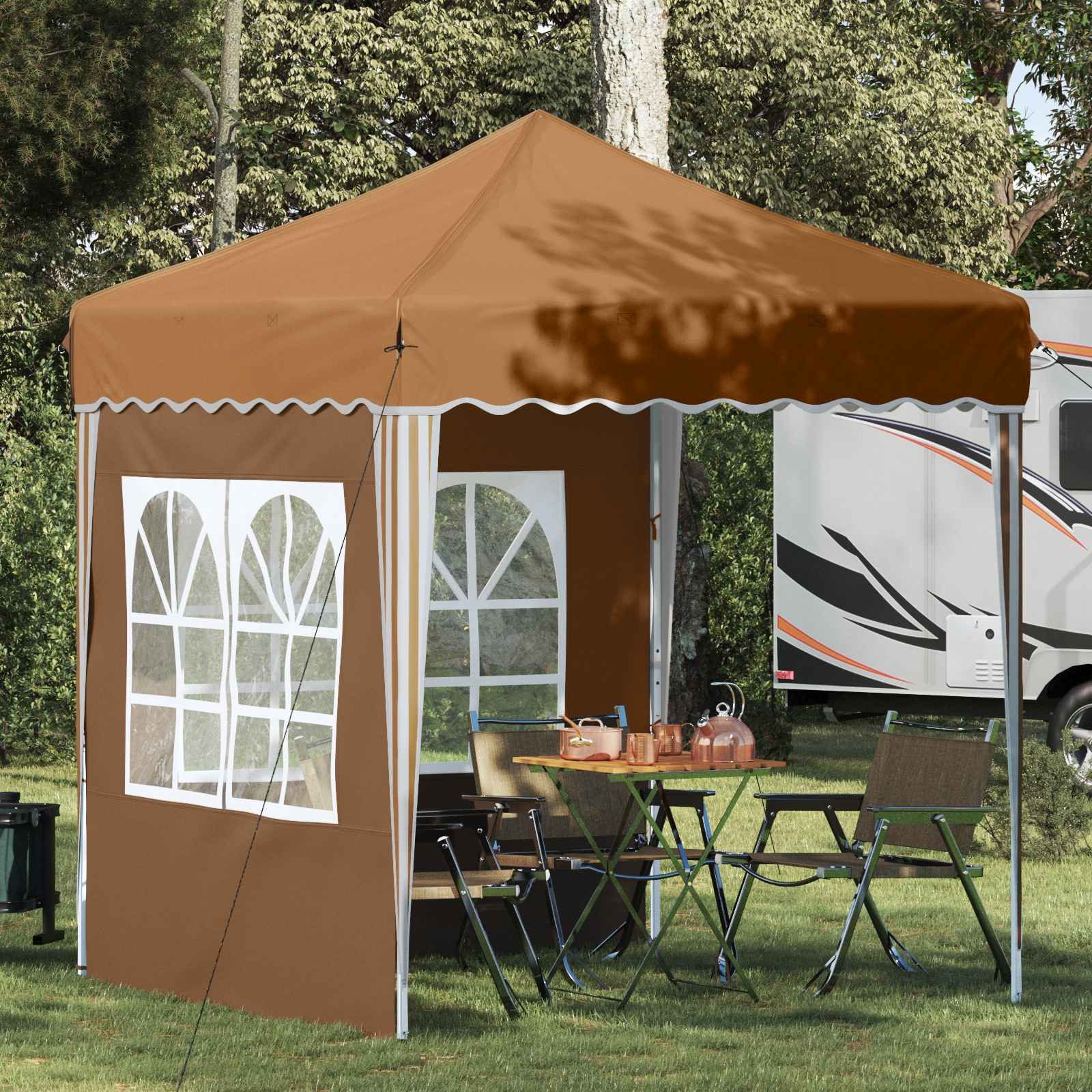 vidaXL Partyzelt Pop-up Partyzelt 195 x 195 x 245 cm Beige Oxford-Stoff