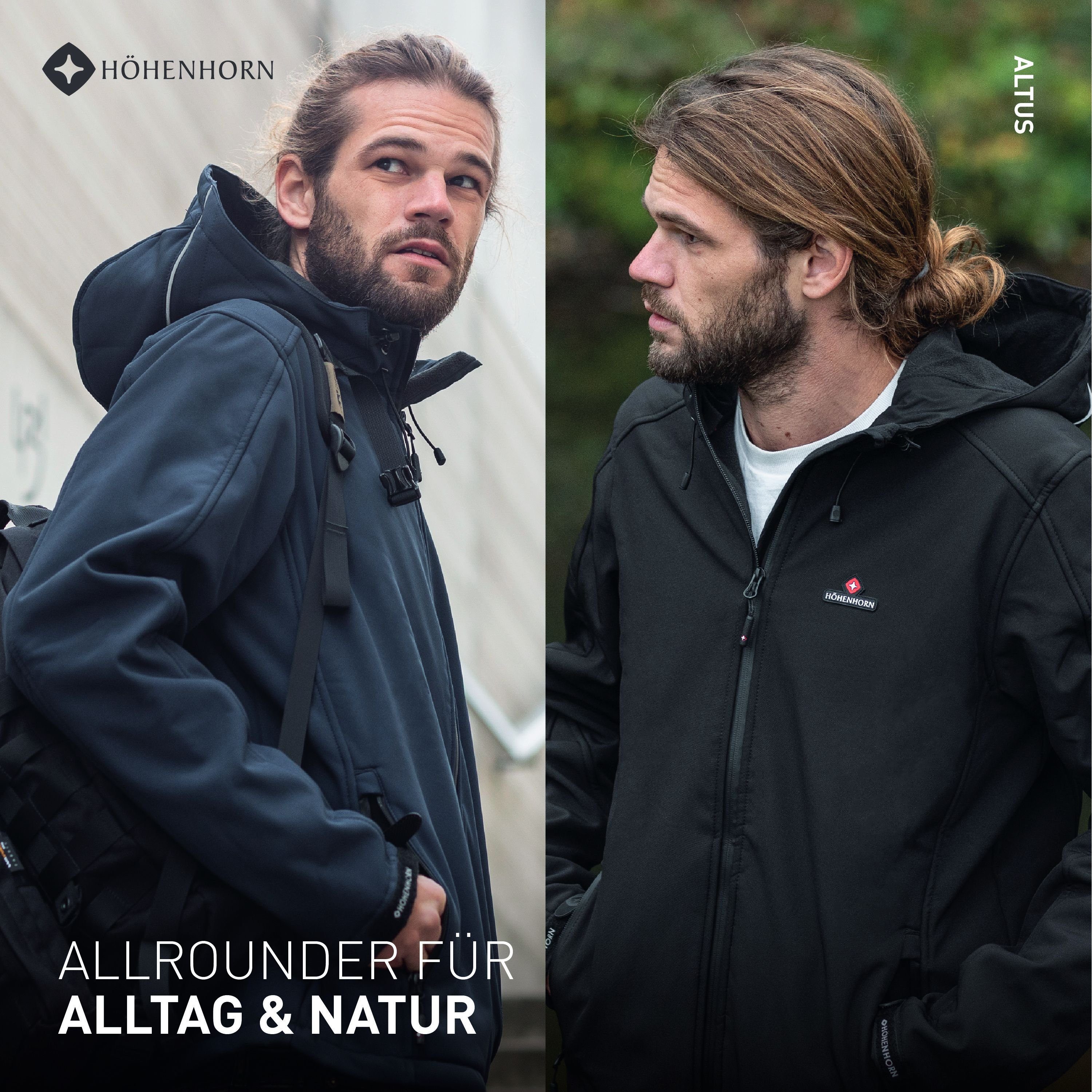 Jacke Softshelljacke Höhenhorn Herren Outdoor Blau Altus Funktionsjacke Übergangsjacke Softshell