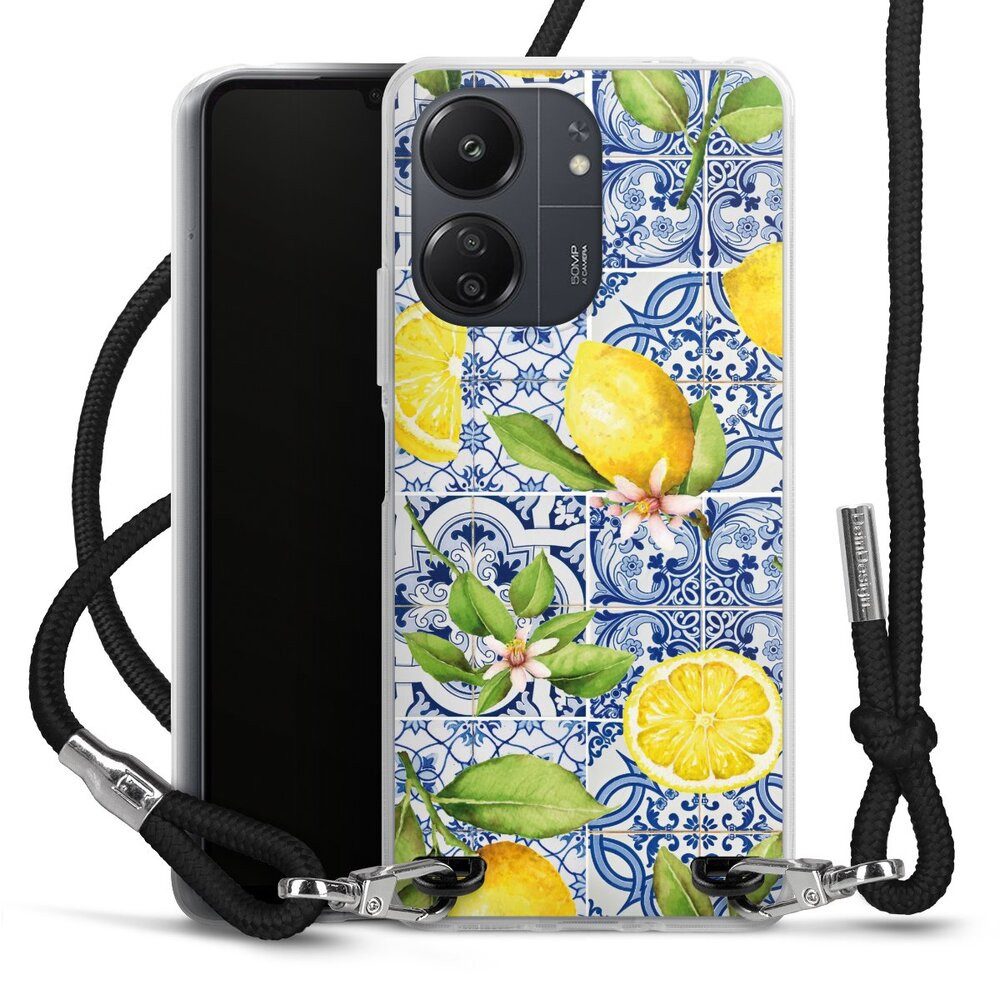 DeinDesign Handyhülle Zitrone Muster Griechenland Griechische Zitronen Muster, Xiaomi Redmi 13C 4G Handykette Hülle mit Band Case zum Umhängen