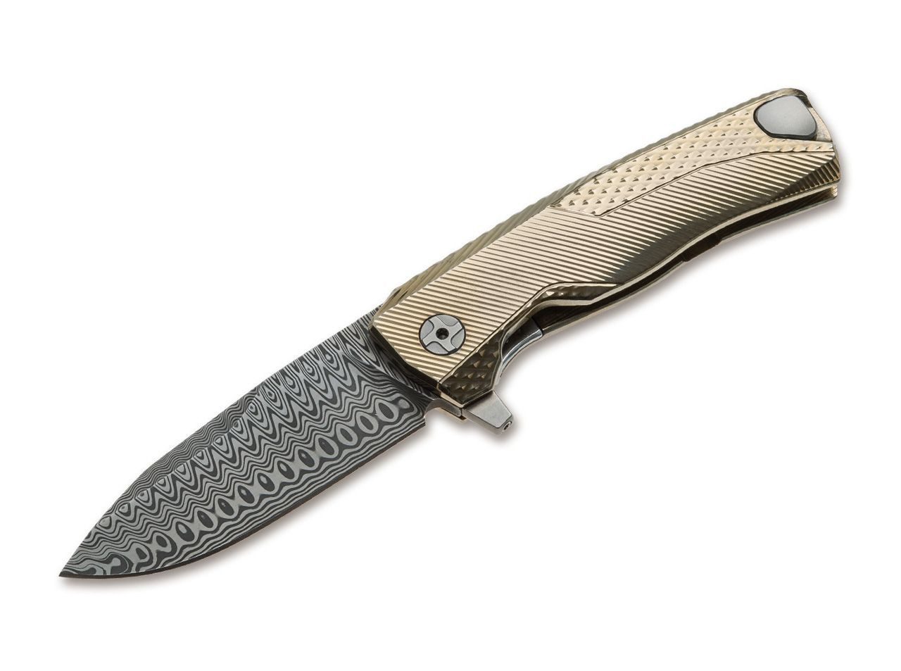 LionSteel Taschenmesser Taschenmesser ROK Damast Gold