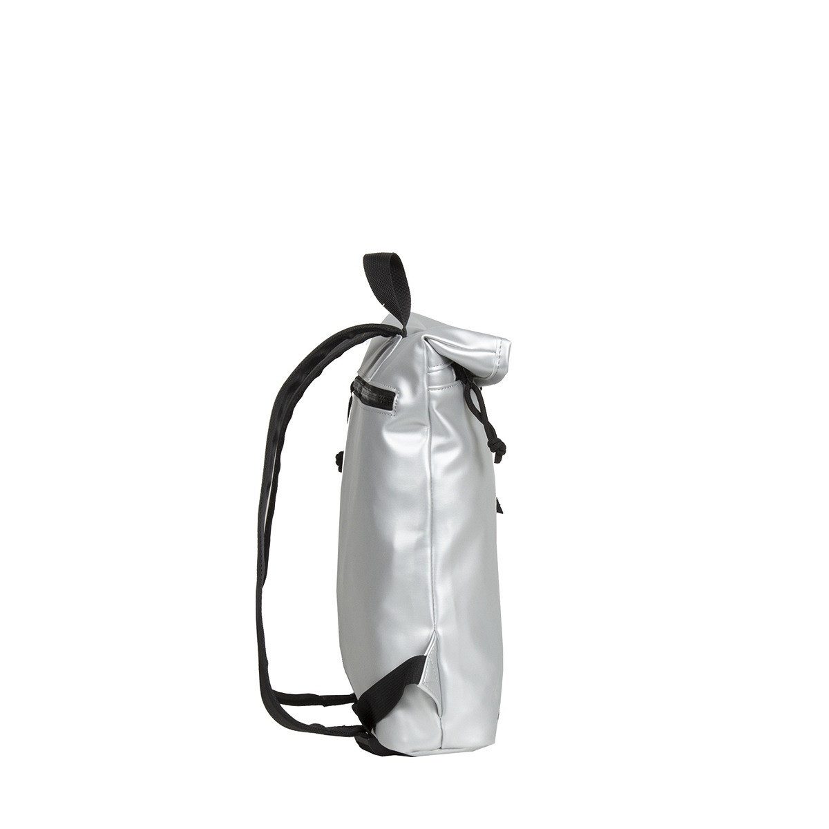 NEW REBELS Cityrucksack kleiner Roll Up RollTop Kurier Rucksack Mart Los Angeles, wasserabweisendes Planenmaterial, metallic silver – Bild 3 von 5