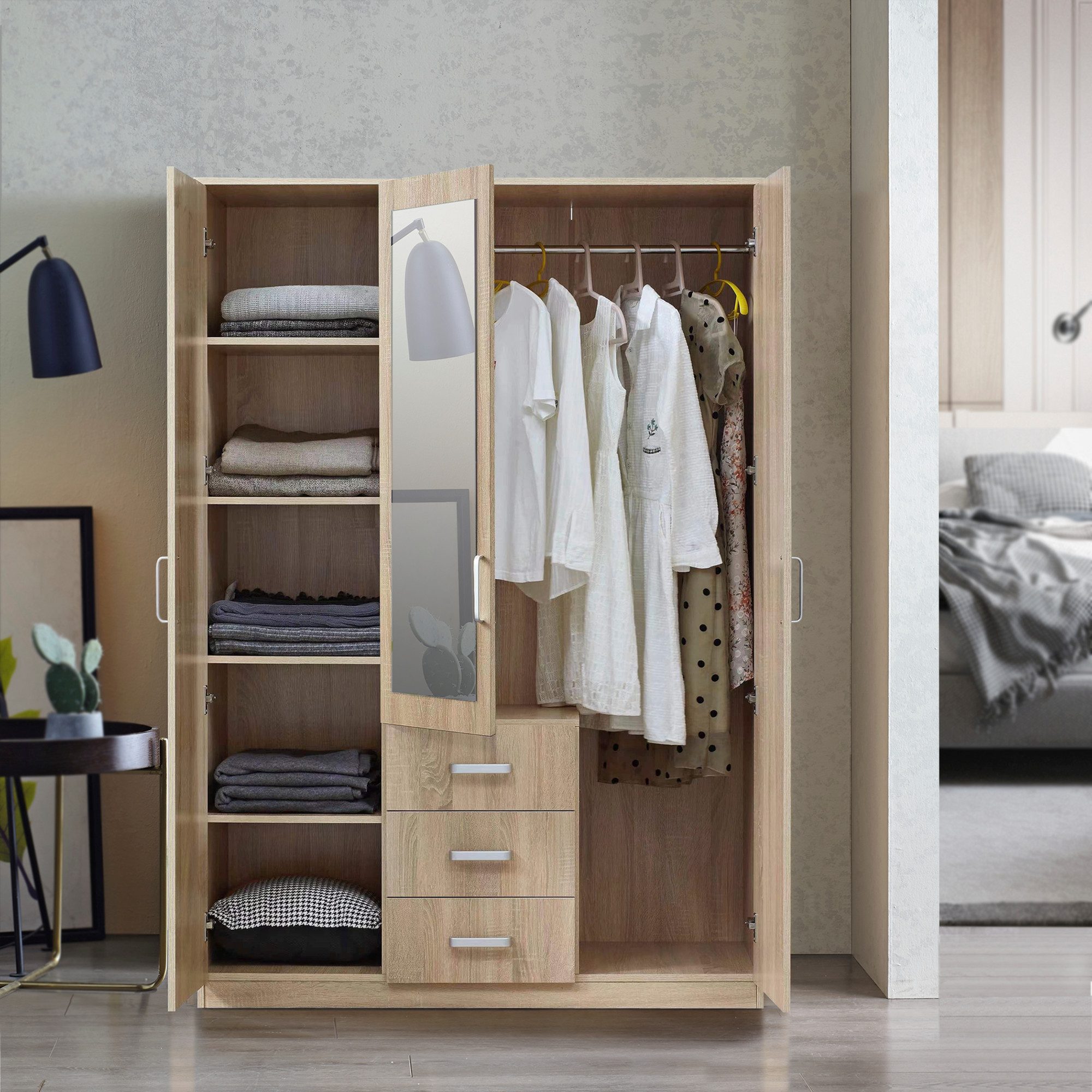 en.casa Kleiderschrank »Bodolz« 176x120x52 cm Sonoma-Eichenoptik günstig online kaufen