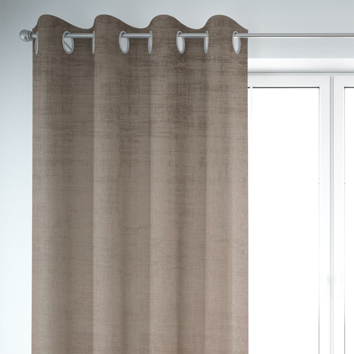 SCHÖNER LEBEN. Vorhang SCHÖNER LEBEN. Vorhang Velvet Marble Samt mit Struktur uni sand 245cm, Ösen, blickdicht, Samt, handmade