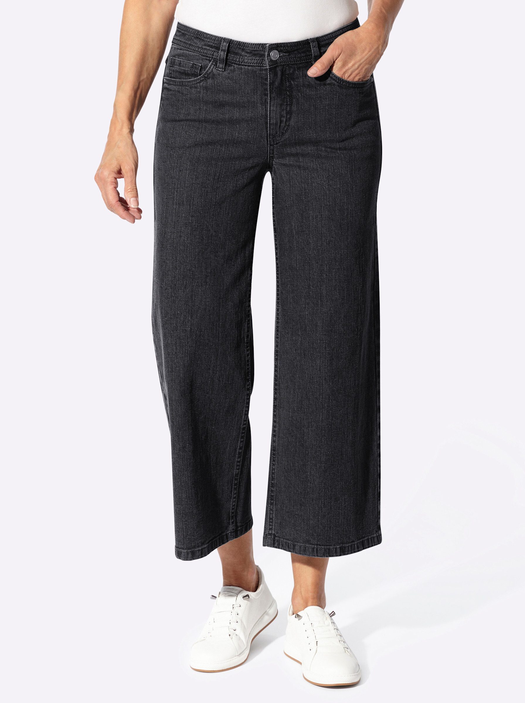 Jeansshorts Jeans-Culotte leicht vertieft