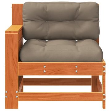 vidaXL Loungesofa Gartensofa mit Armlehne und Kissen Wachsbraun Massivholz Kiefer