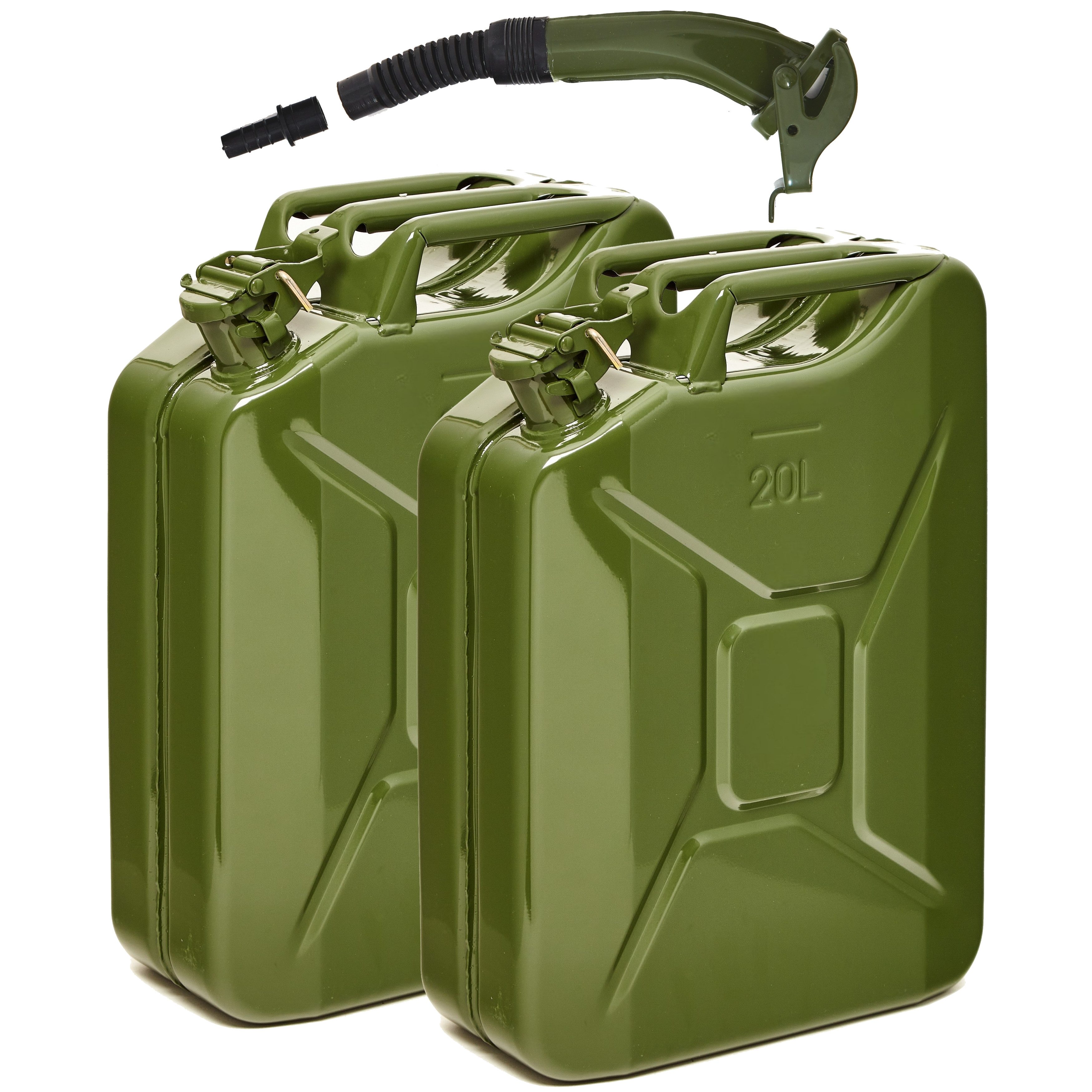 BW Benzinkanister Metall Kraftstoffkanister 20 L mit Ausgießer (mit Ausgießer, Made in Europe), TÜV-geprüft und UN-Zulassung