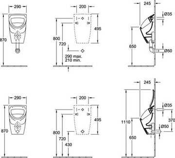 Villeroy & Boch WC-Komplettset V&B Absaug-Urinal Compact O.NOVO 290x490