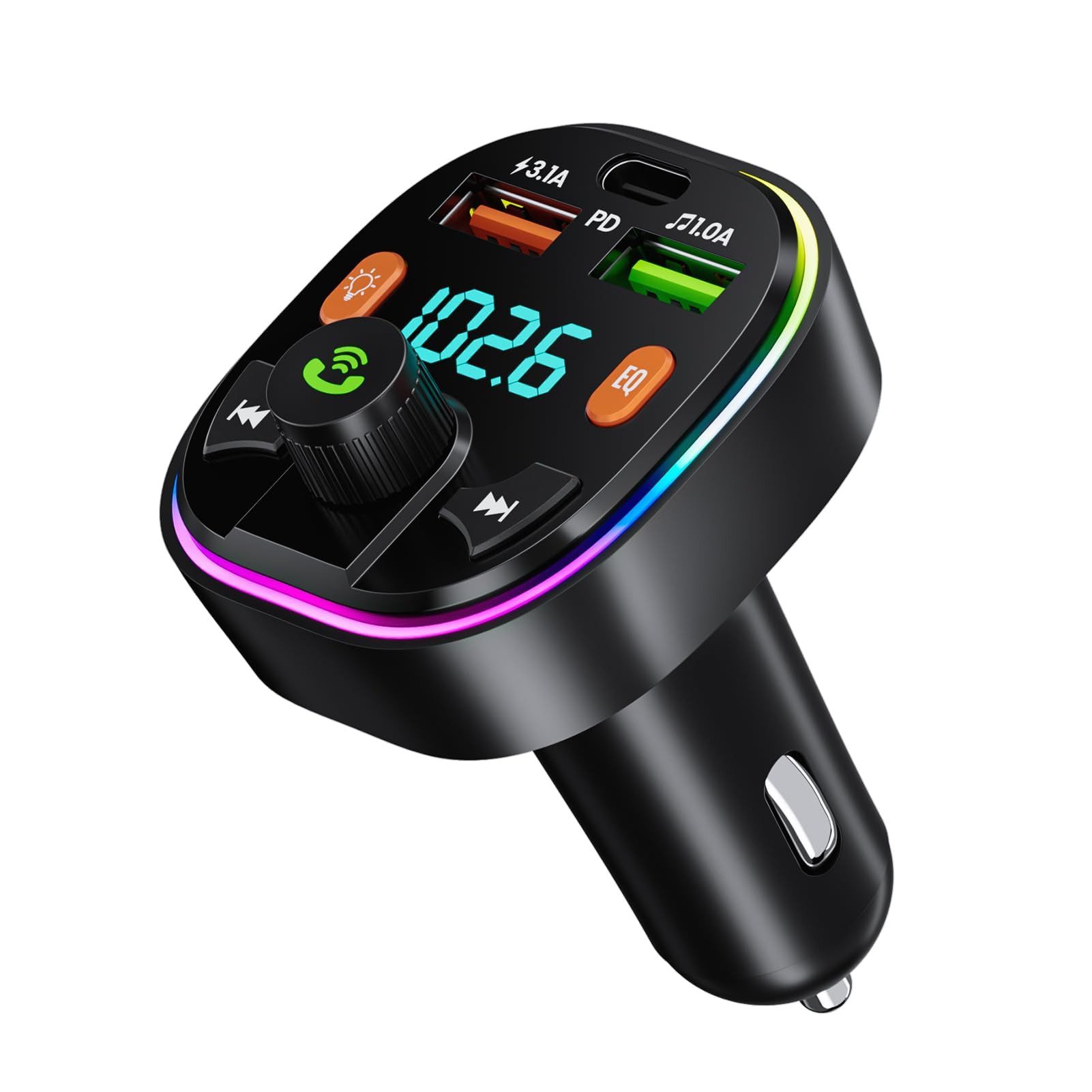 Bundviel FM Transmitter Auto Bluetooth 5.0 + Dual USB PD Аудио адаптер