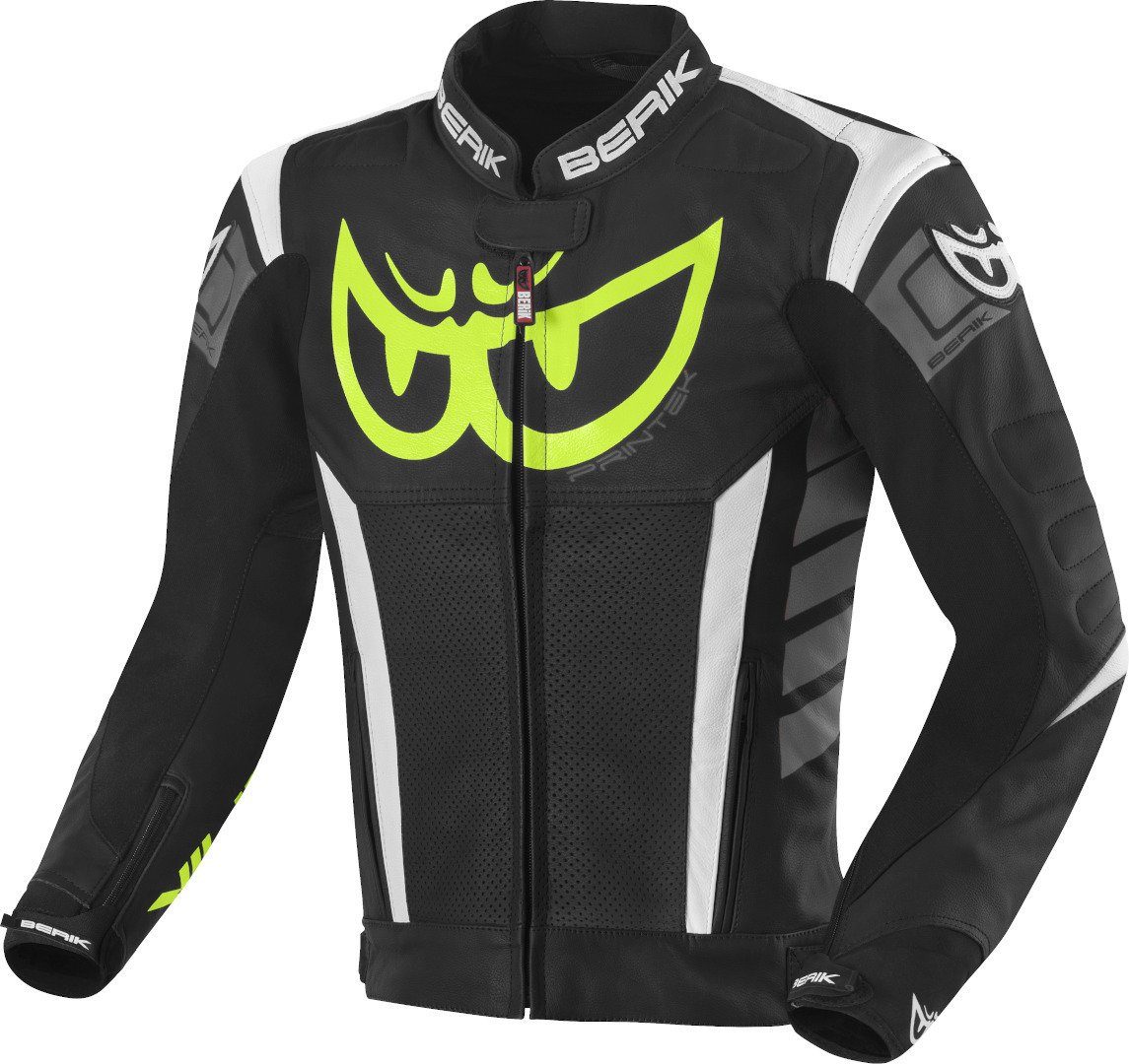 Berik Motorradjacke Zakura Motorrad Lederjacke Black/White/Yellow/Grey