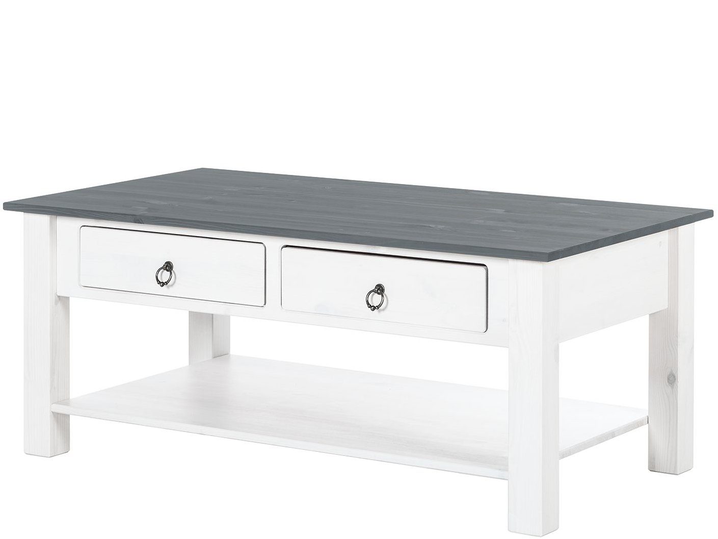 loft24 Couchtisch Inga, Wohnzimmertisch, 2 Schubladen, Kiefer, Landhausstil günstig online kaufen