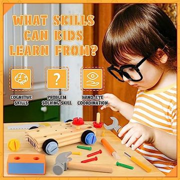 XDeer Kinder-Werkzeug-Set Holzspielzeug Werkzeug Kinder Montessori Spielzeug, (21-tlg), Motorikspielzeug Geschenk für Mädchen Junge