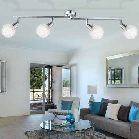 etc-shop LED Deckenleuchte, Leuchtmittel inklusive, Warmweiß, Deckenleuchte Chrom deckenleuchte Glas Aluminium