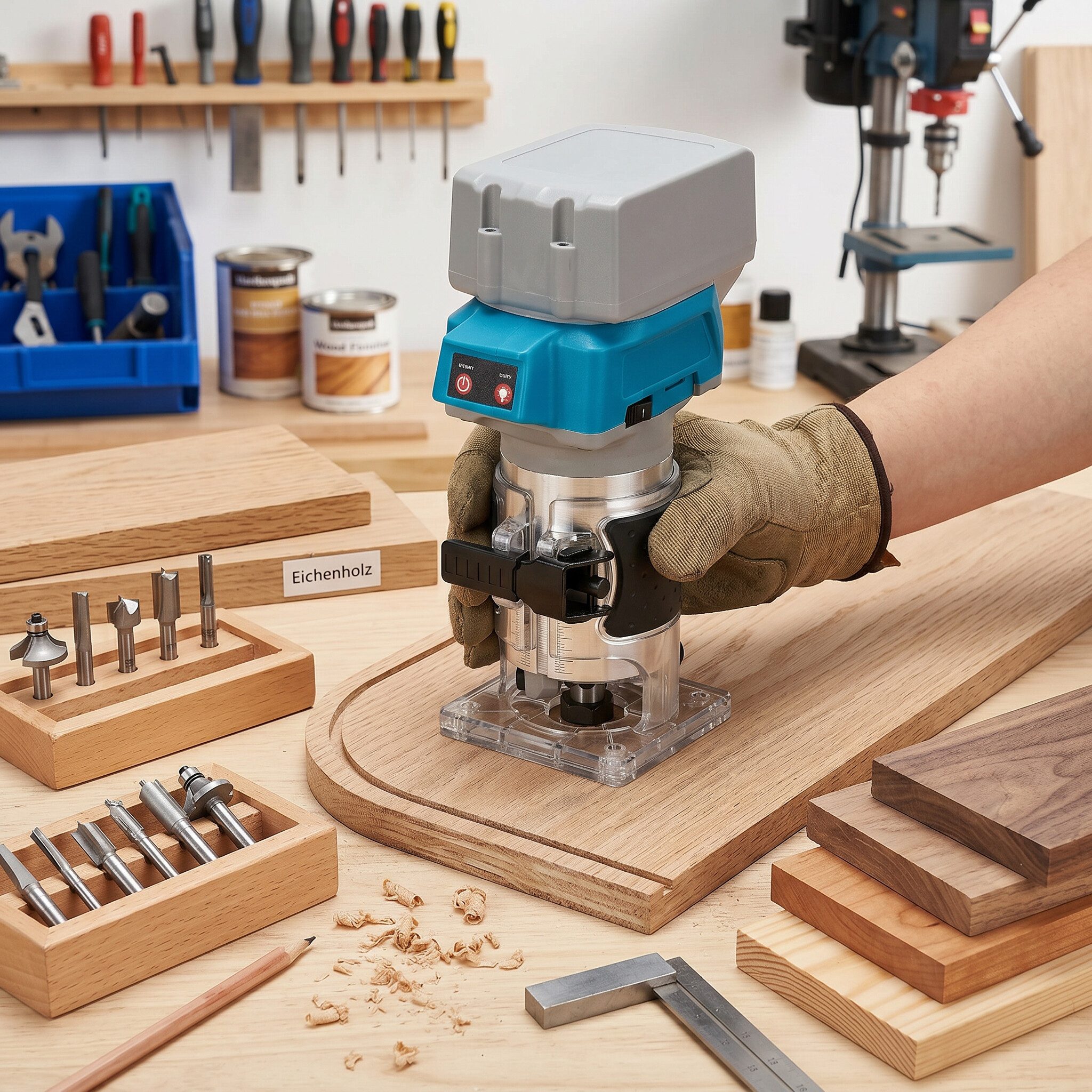 GARRYFIZH Akku-Fräse Oberfräse Holz Fräse Fräsmaschine, Elektrische Trimm-, Fräs-, Gravier- und Nutmaschine