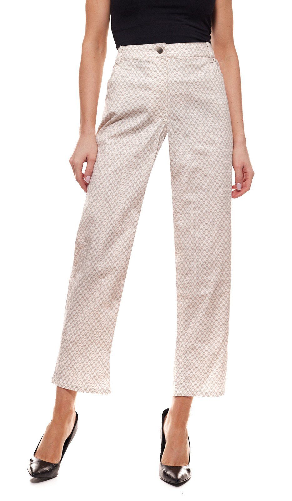 Serafini Serafini 7/8-Jeans moderne Damen 5-Pocket-Hose Krawatten-Muster Sommer-Jeans Beige