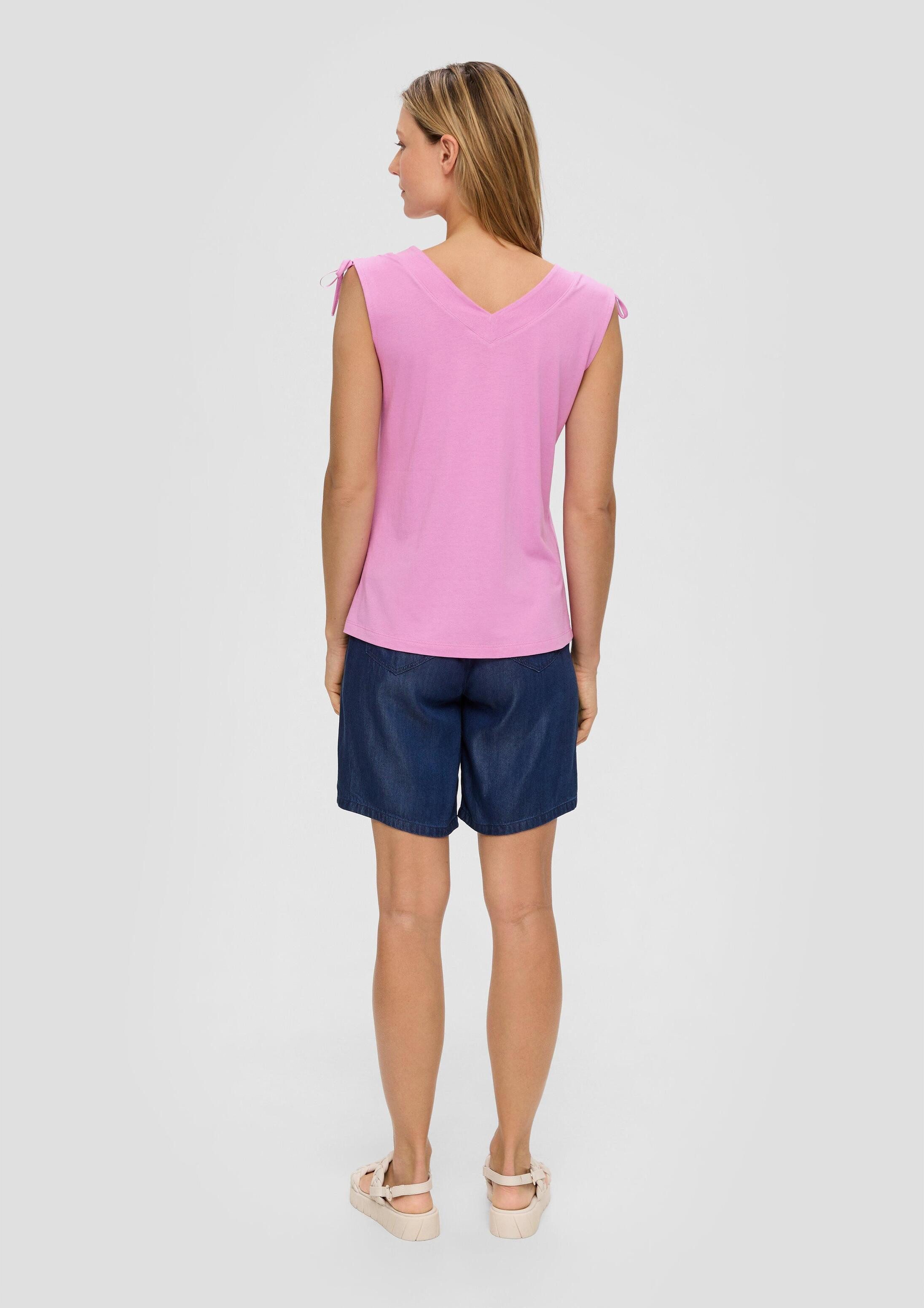 s.Oliver Muscleshirt T-Shirt Ärmelloses Shirt mit Bindedetail an der Schulterpartie