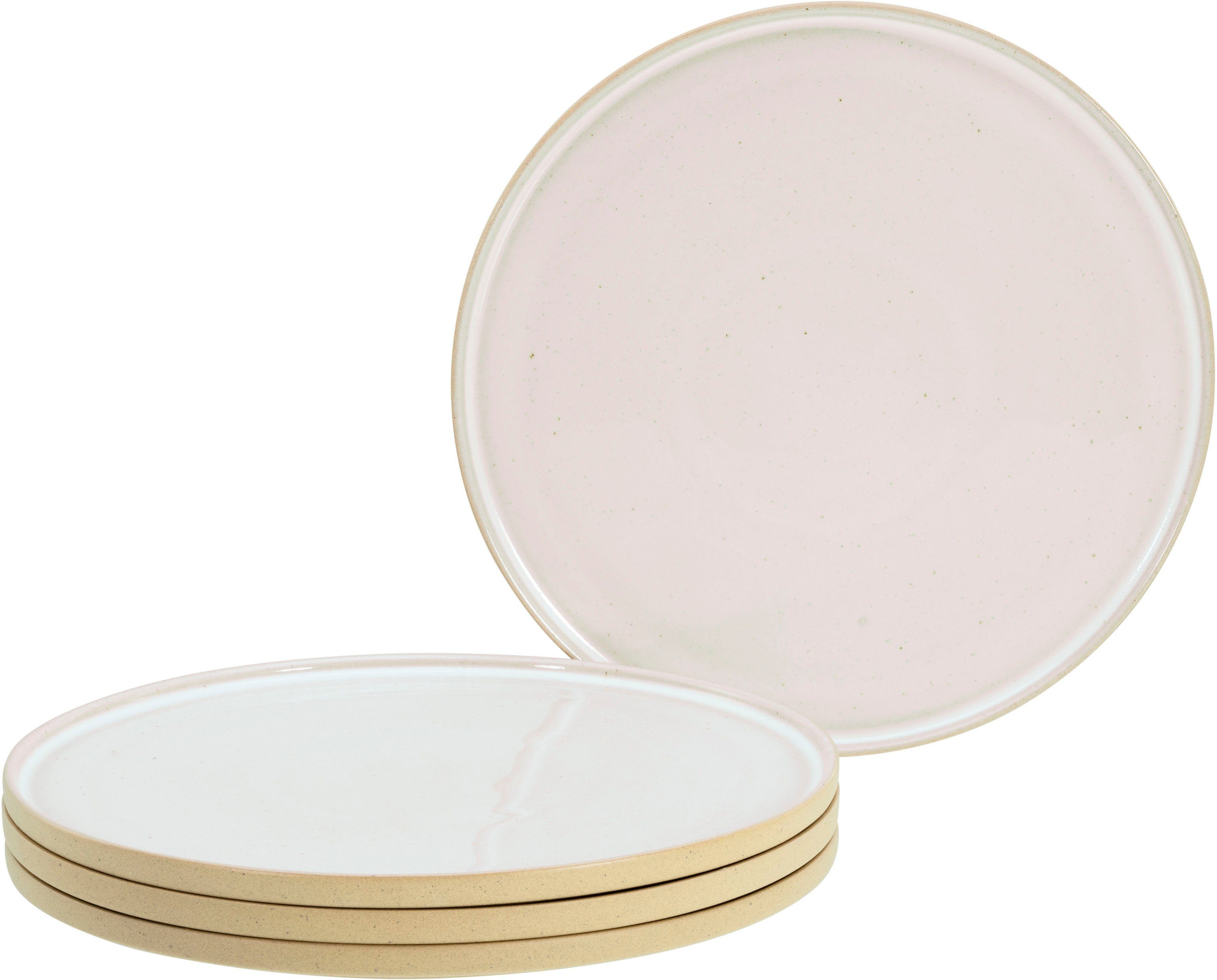 CreaTable Speiseteller Futuro, (4 St), Teller Set für 4 Personen, Ø 26 cm, Steinzeug